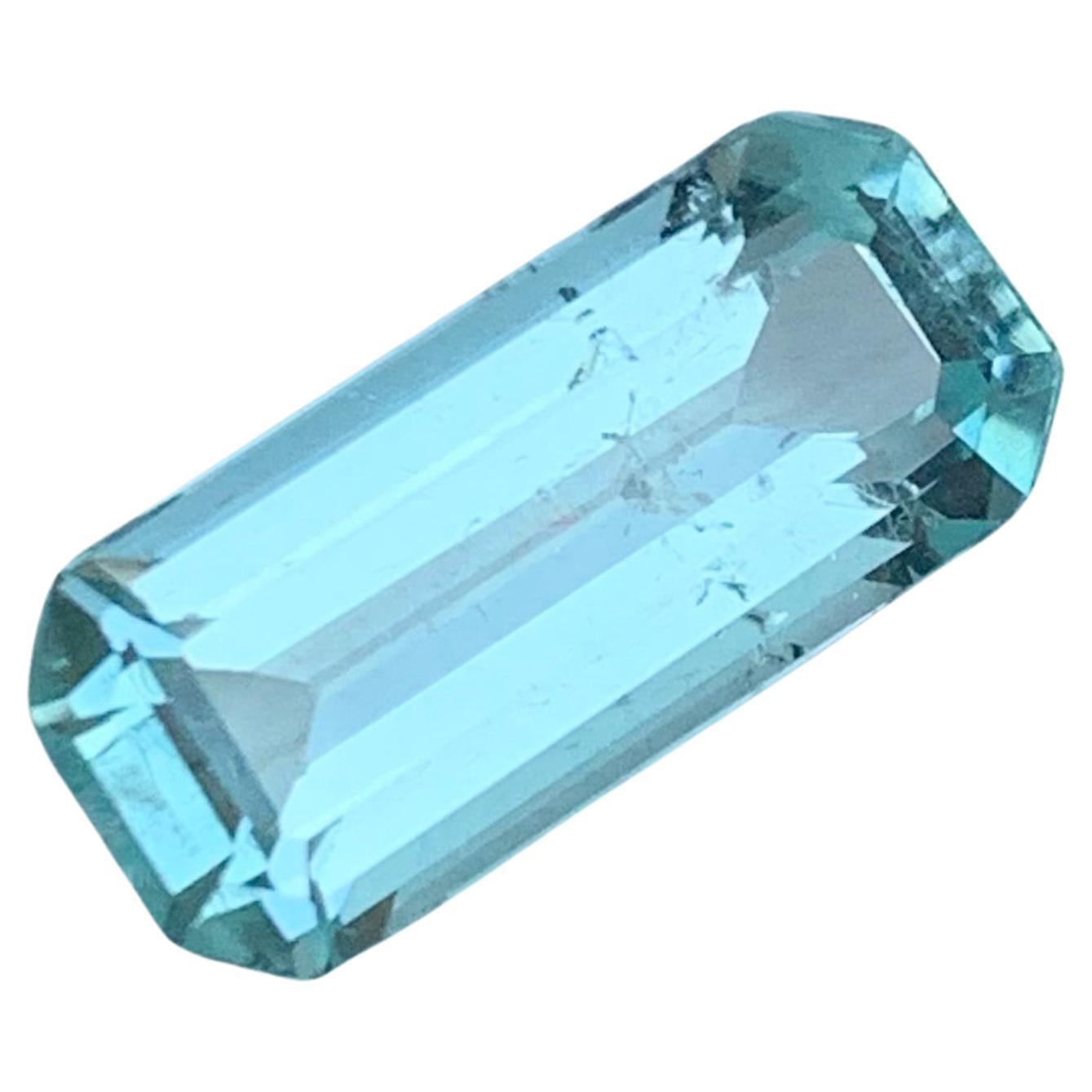 Rare Seafoam Natural Tourmaline Gemstone, 3.65 Ct Emerald Cut for Ring/Jewelry For Sale