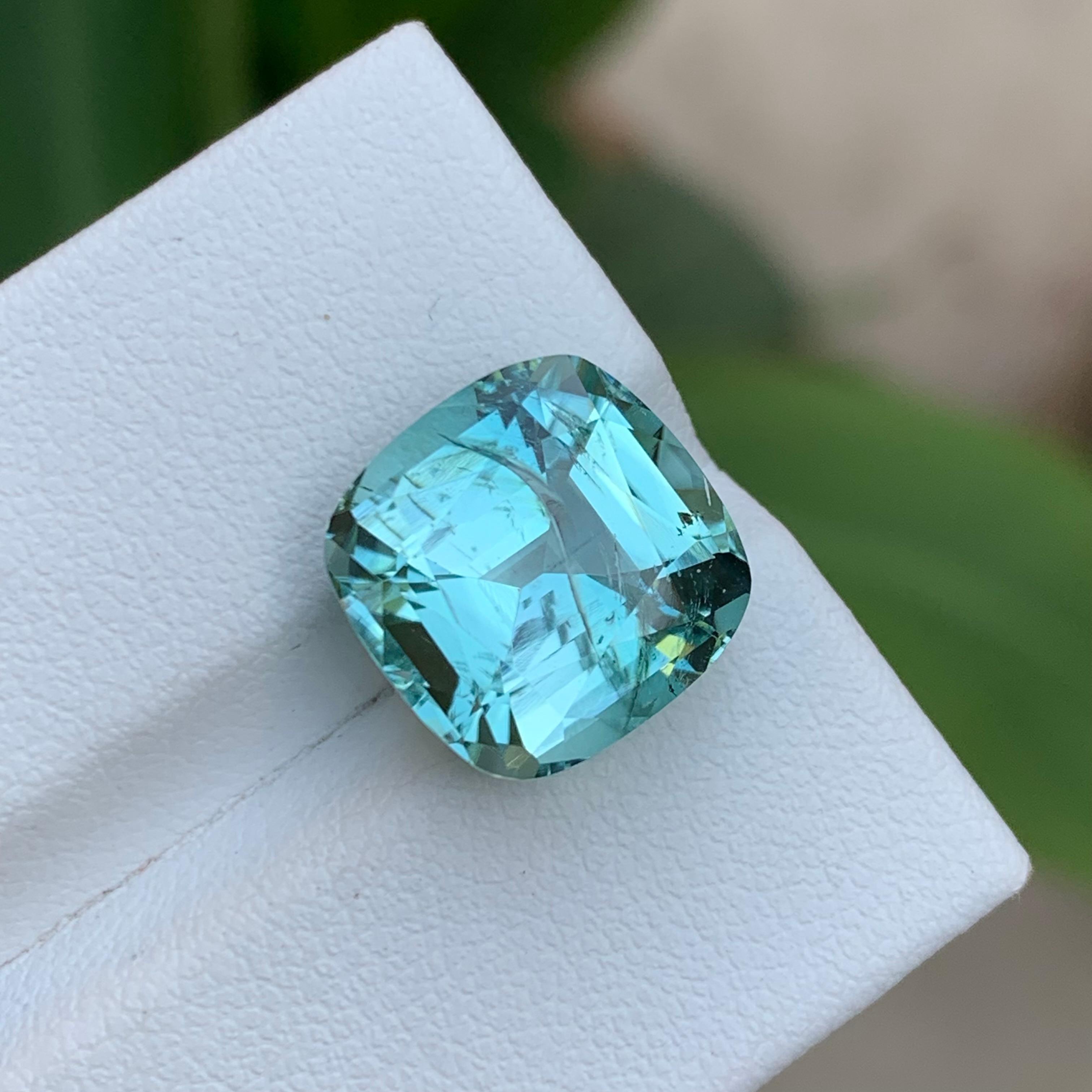 Contemporary Rare Seafoam Blue Natural Tourmaline Gemstone7.75Ct Cushion Cut for Ring/Jewelry For Sale
