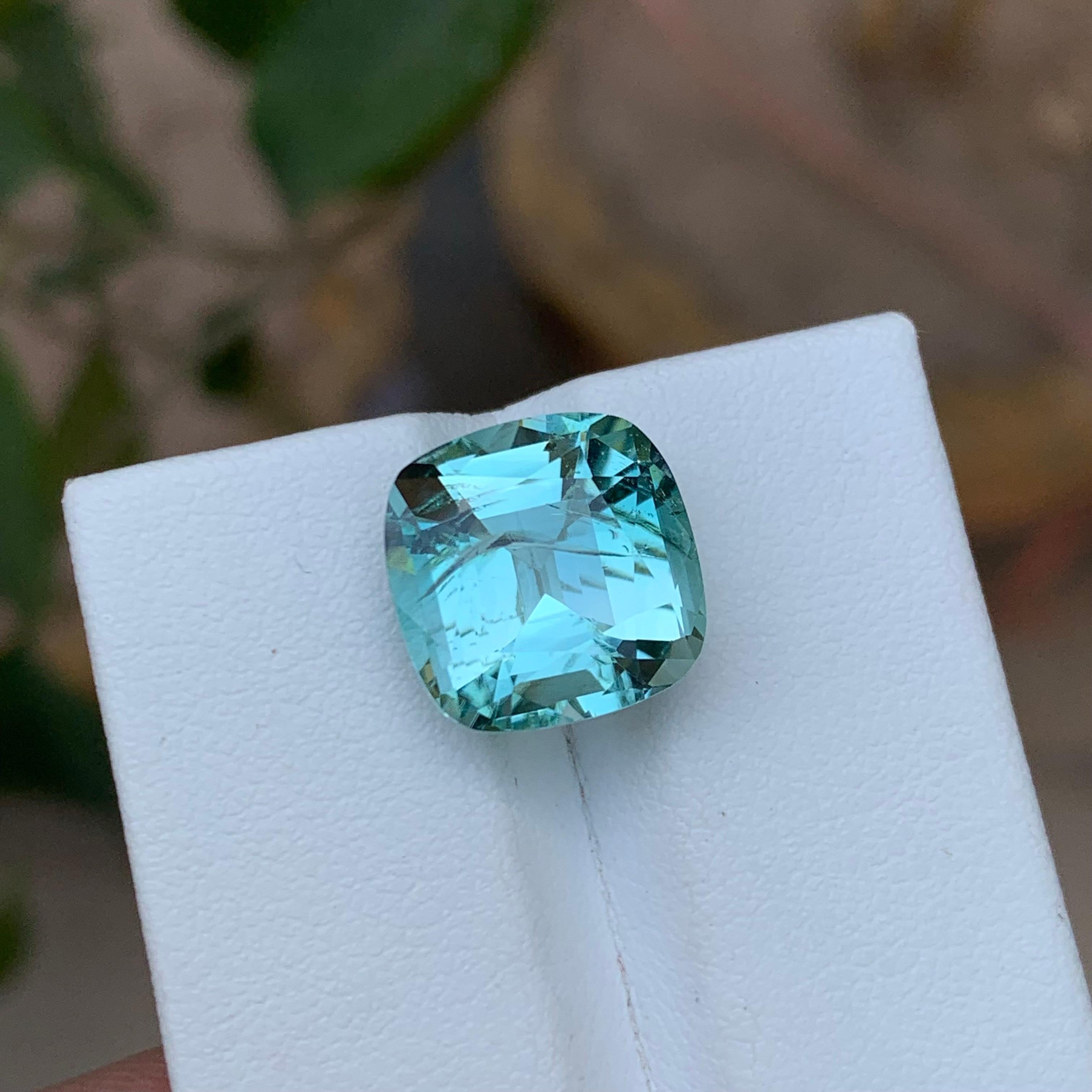 Rare Seafoam Blue Natural Tourmaline Gemstone7.75Ct Cushion Cut for Ring/Jewelry In New Condition For Sale In Peshawar, PK