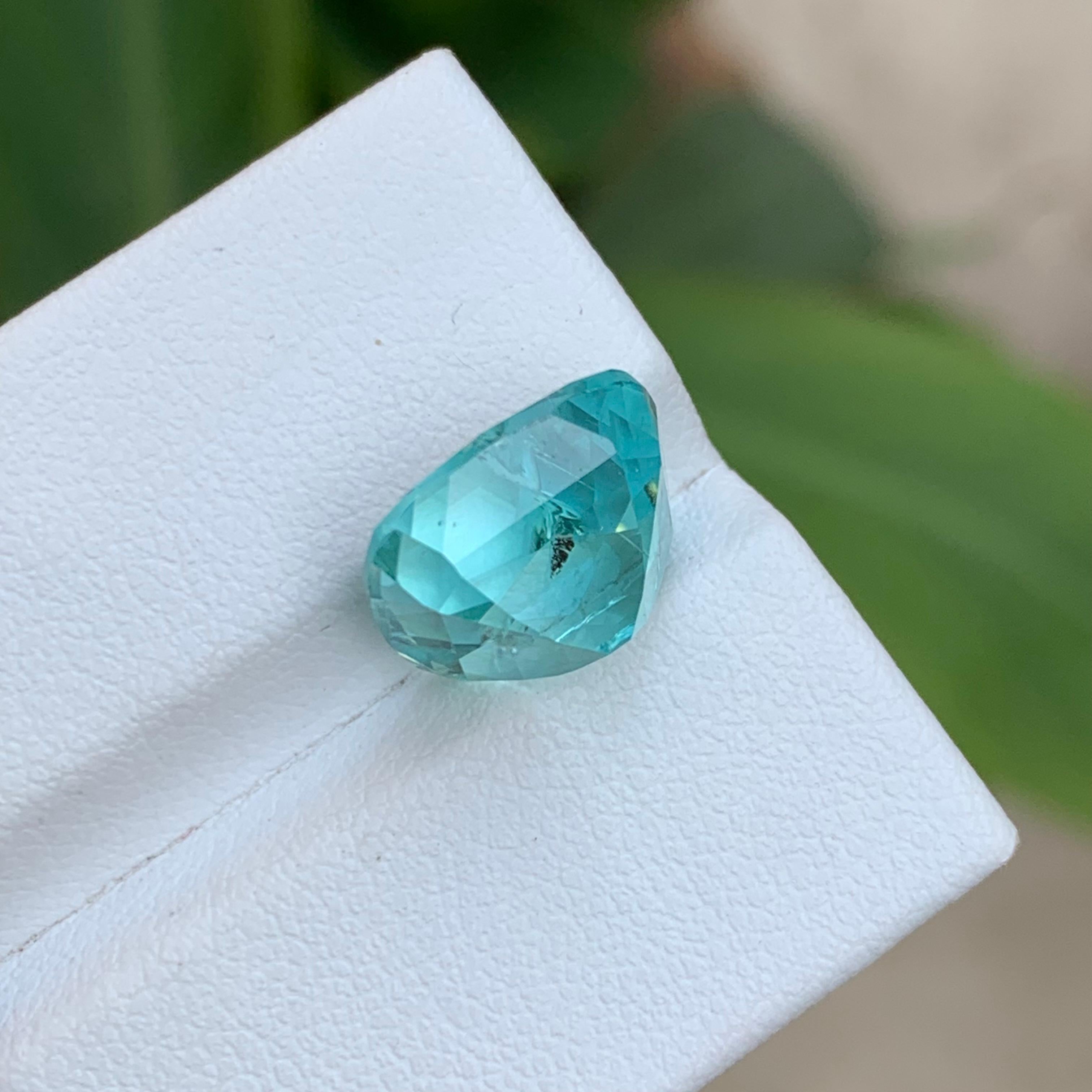 Seafoam Blue Natural Tourmaline Ring Loose Gemstone 7.75 Ct Cushion Cut-Jewelry In New Condition For Sale In Peshawar, PK