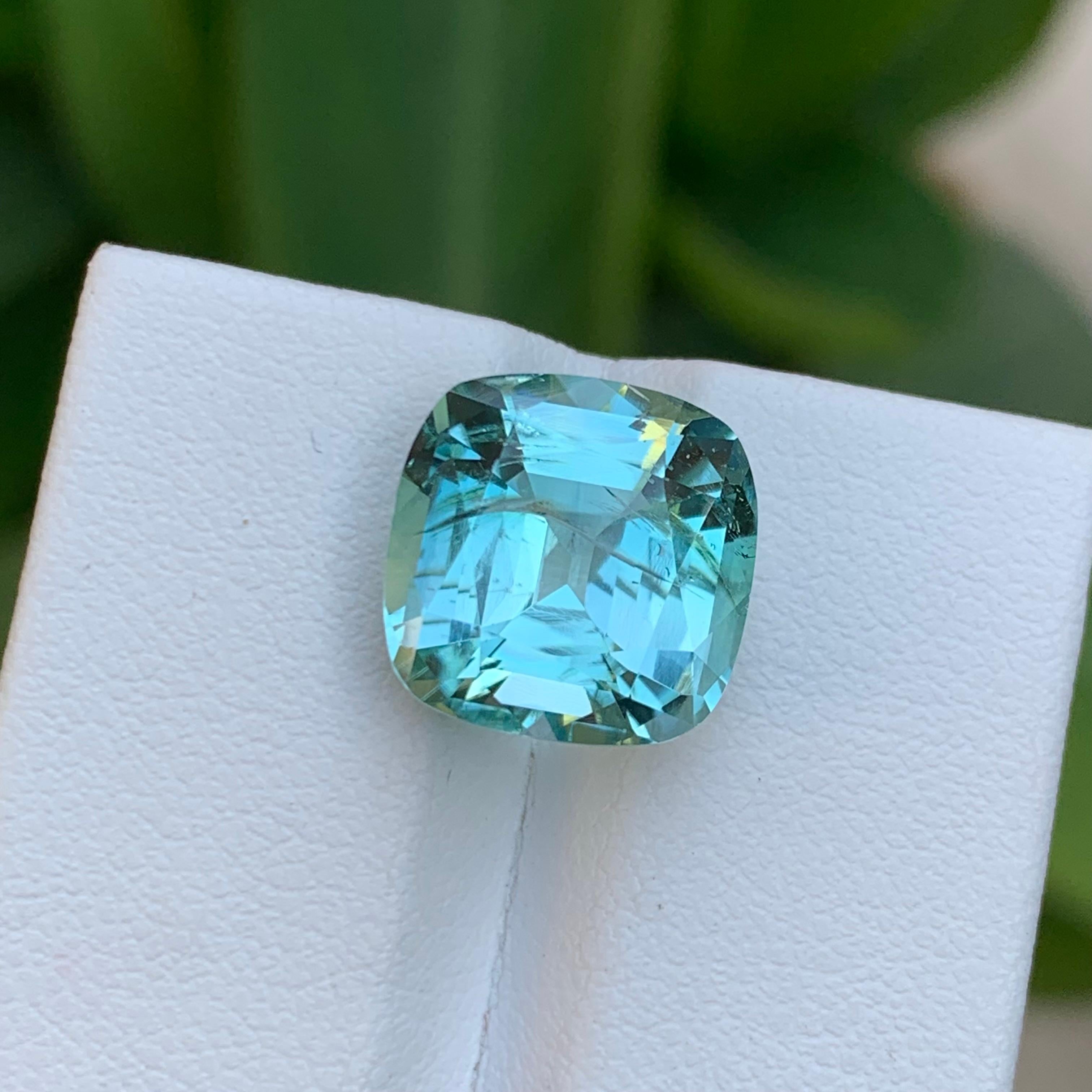 Rare Seafoam Blue Natural Tourmaline Gemstone7.75Ct Cushion Cut for Ring/Jewelry For Sale 2