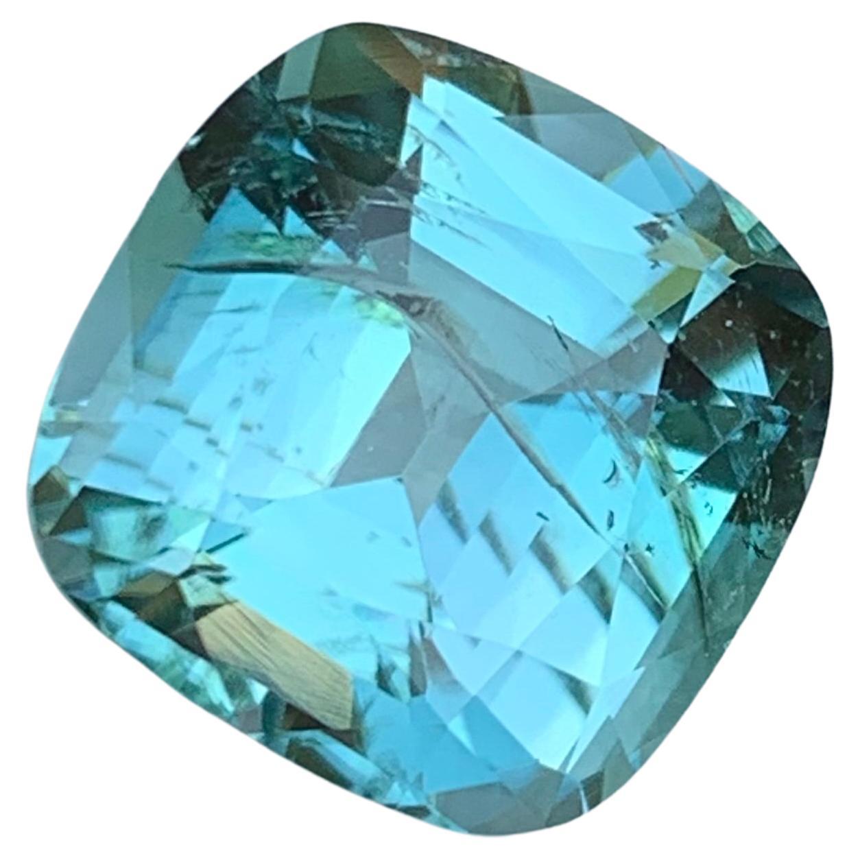 Rare Seafoam Blue Natural Tourmaline Gemstone7.75Ct Cushion Cut for Ring/Jewelry For Sale