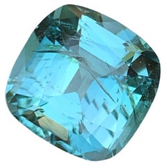 Used Rare Seafoam Blue Natural Tourmaline Gemstone7.75Ct Cushion Cut for Ring/Jewelry