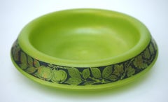 Rare 'Seed-Green' Loetz Glass Oroplastic low bowl c 1920