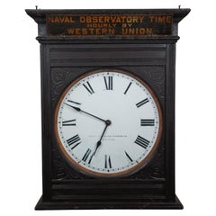 Rare Self Winding Clock Co Naval Observatory Time Western Union Wall Clock 26"