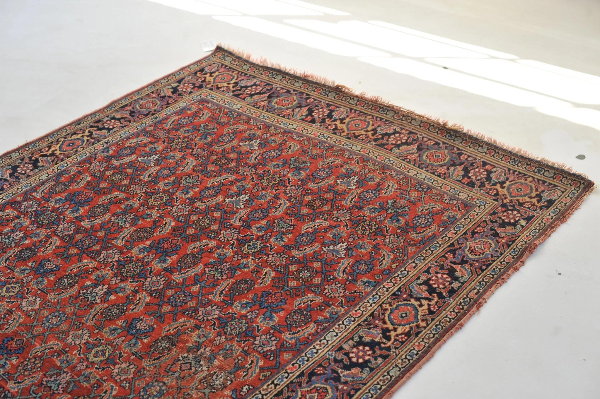 Dyed Rare Sensational Antique Rug with Iconic Herati Pattern, C. 1920's