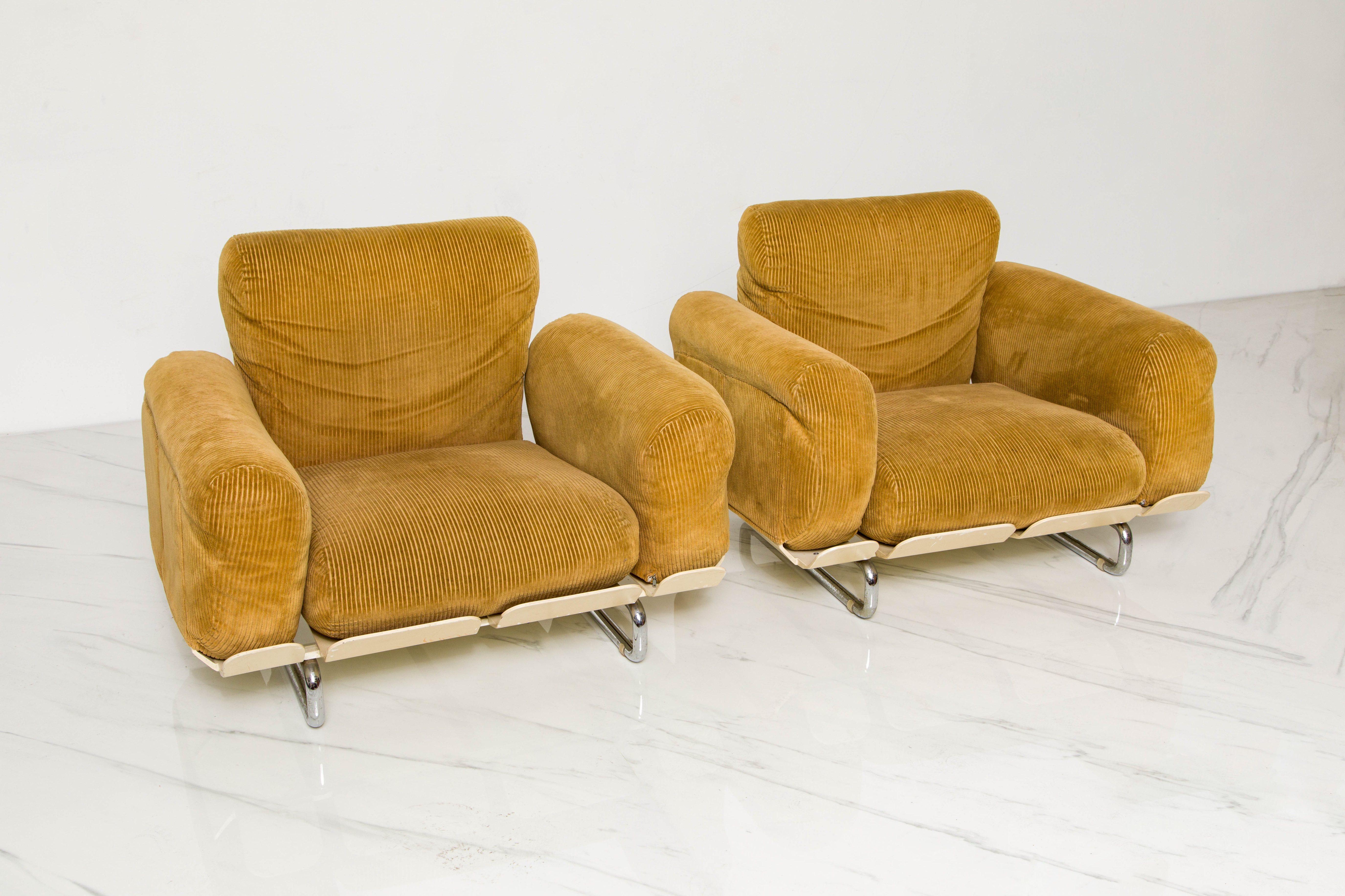 Modern Rare 'Senzafine' Lounge Chairs by Eleonore Riva for Zanotta, 1969, Signed