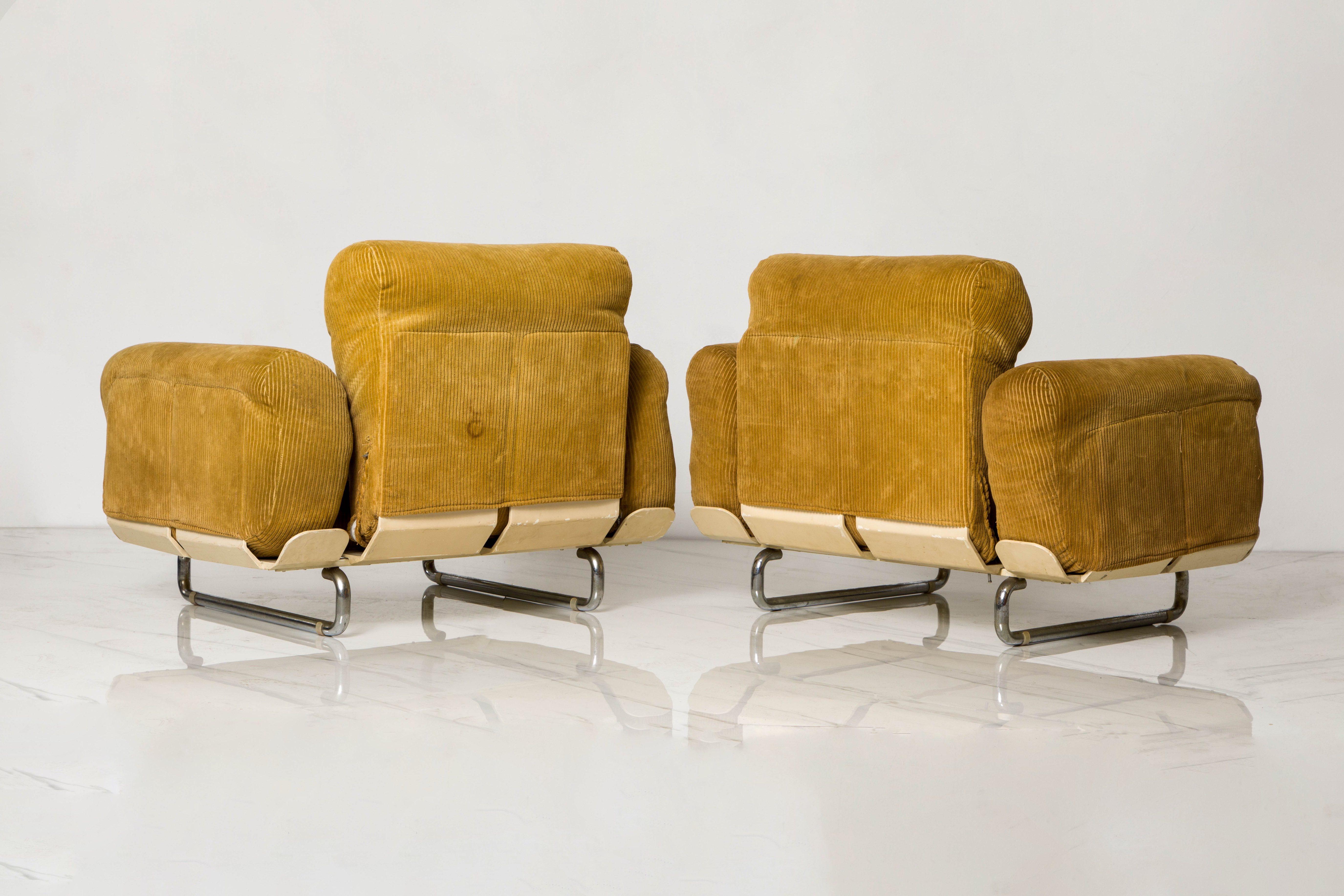 Steel Rare 'Senzafine' Lounge Chairs by Eleonore Riva for Zanotta, 1969, Signed
