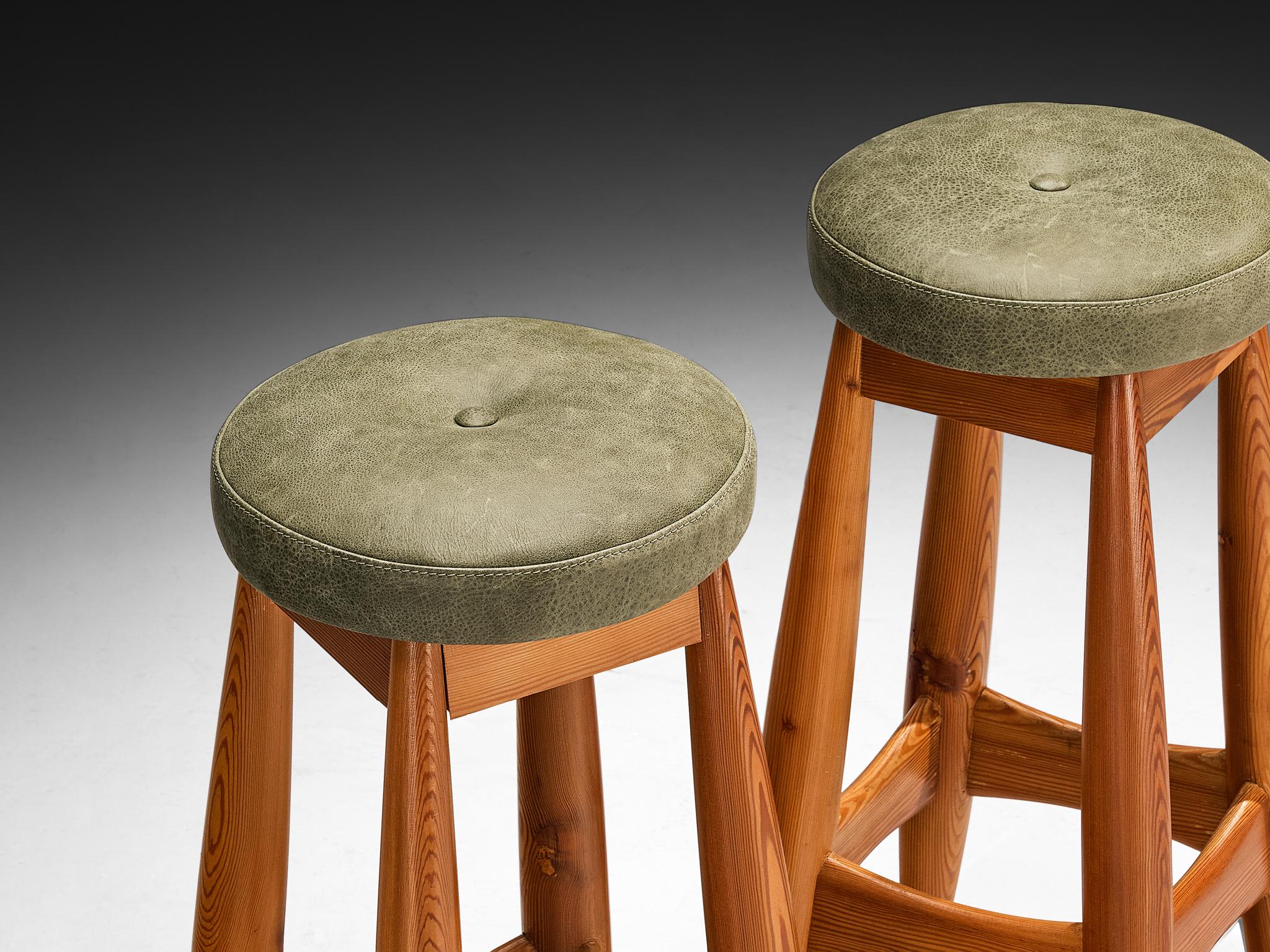 Italian Rare Sergio Rodrigues for ISA Bergamo 'Sheriff' Barstools in Solid Pine