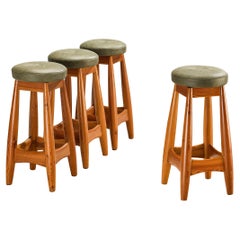 Rare Sergio Rodrigues for ISA Bergamo 'Sheriff' Barstools in Solid Pine