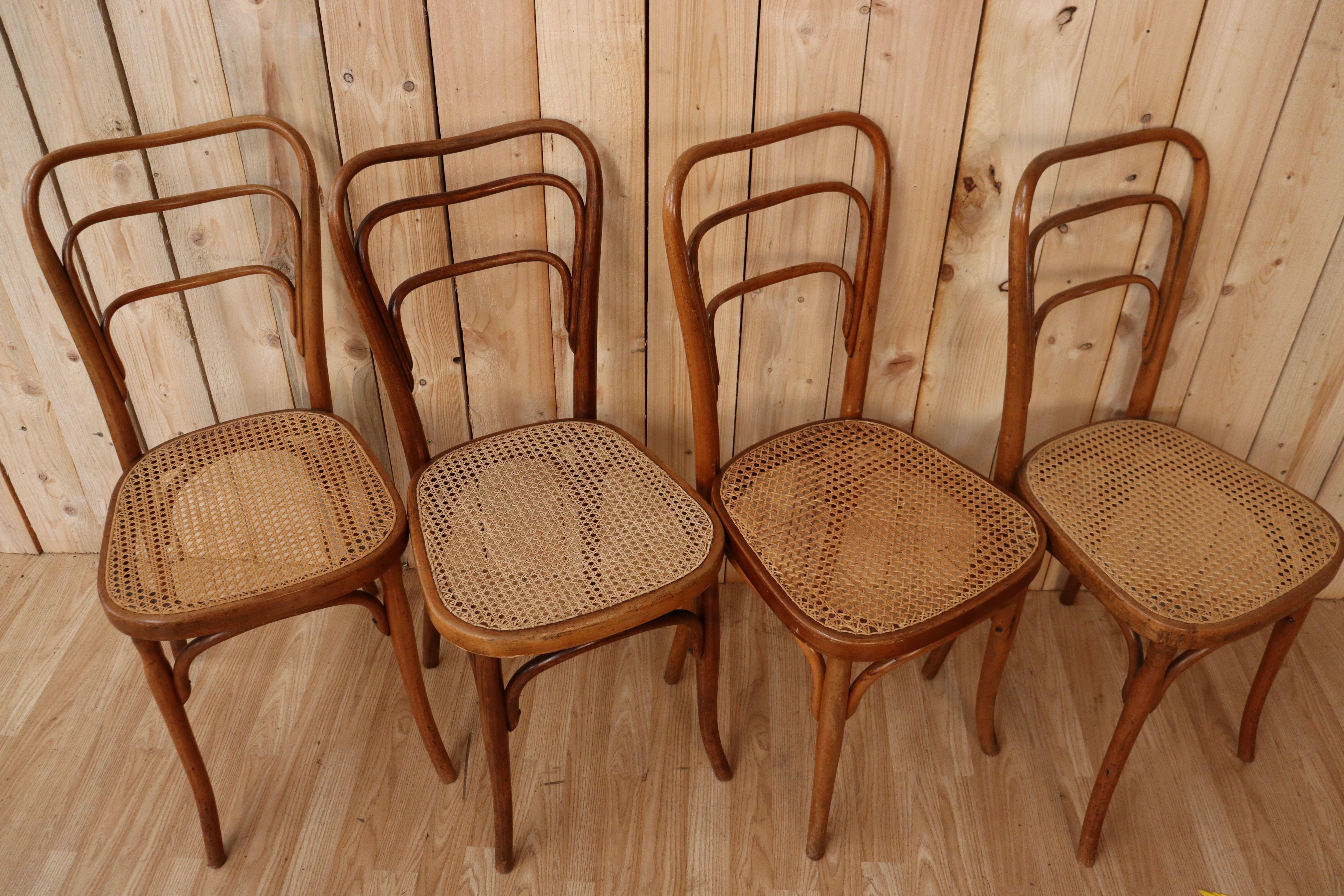 Wood Rare Series Of 10 Bistro Chairs Jacob And Joseph Kohn Model 248a