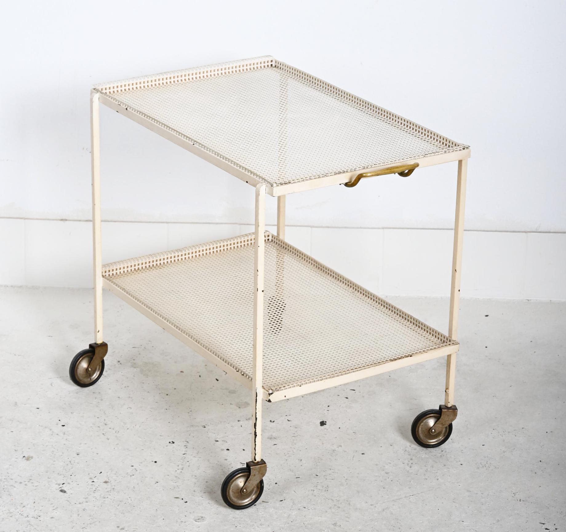 Austrian Rare Serving Bar Cart Trolley By J.T. Kalmar For Sale