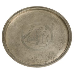 Rare Serving Tray in Pewter by Sylvia Stave, 1934