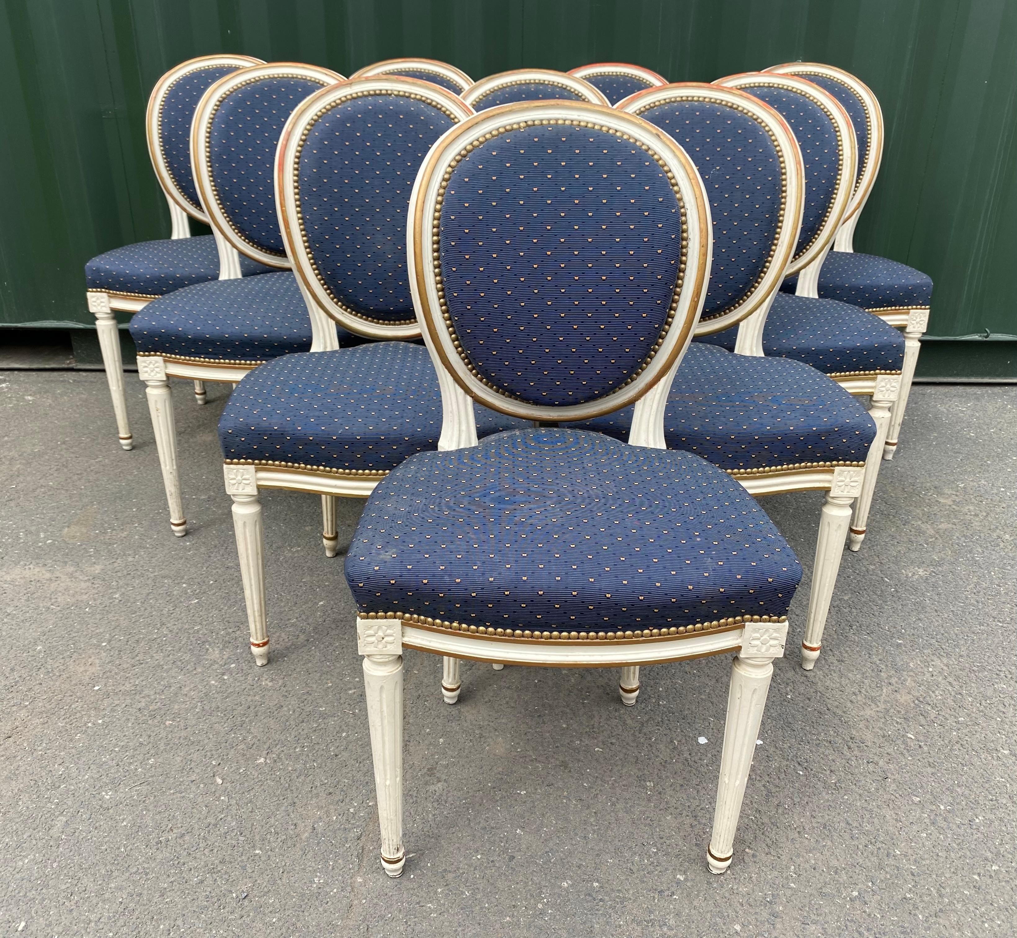 Rare Set 10 French Dining Chairs 7