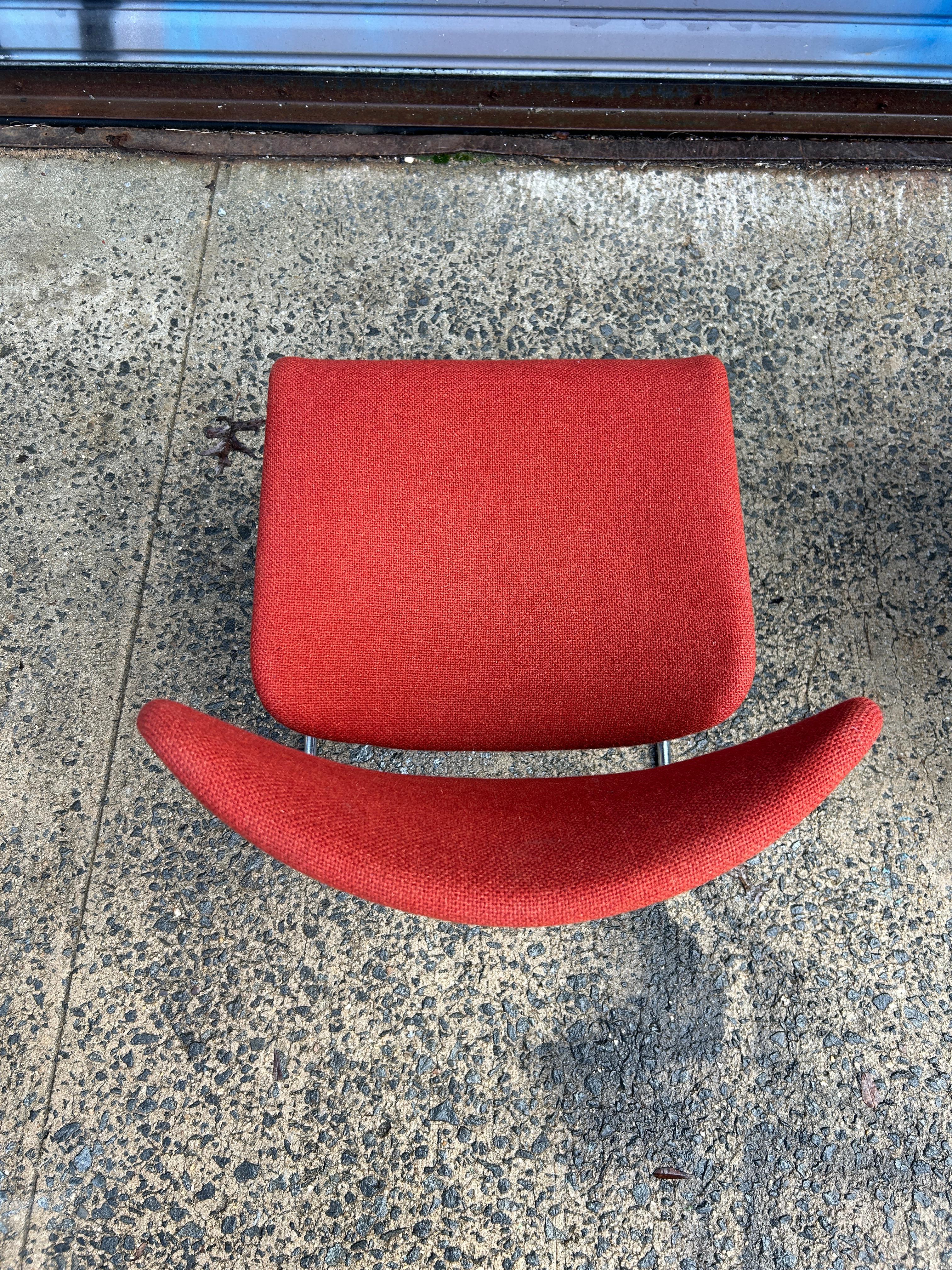 Rare Set (4) Ecco chrome red woven wool Stackable chairs by Møre Design team For Sale 3