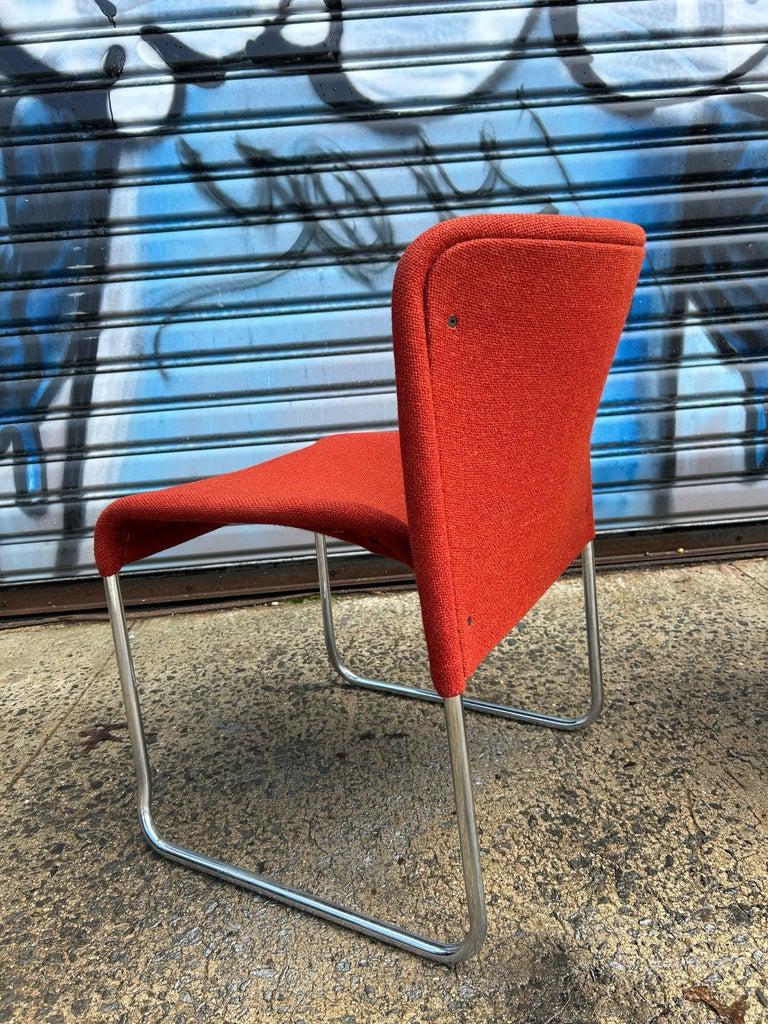 Raro Juego (4) Sillas apilables Ecco cromo rojo lana tejida de Møre Design team en venta 4