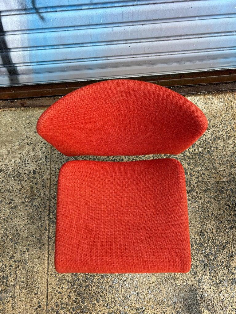 Raro Juego (4) Sillas apilables Ecco cromo rojo lana tejida de Møre Design team finales del siglo XX en venta