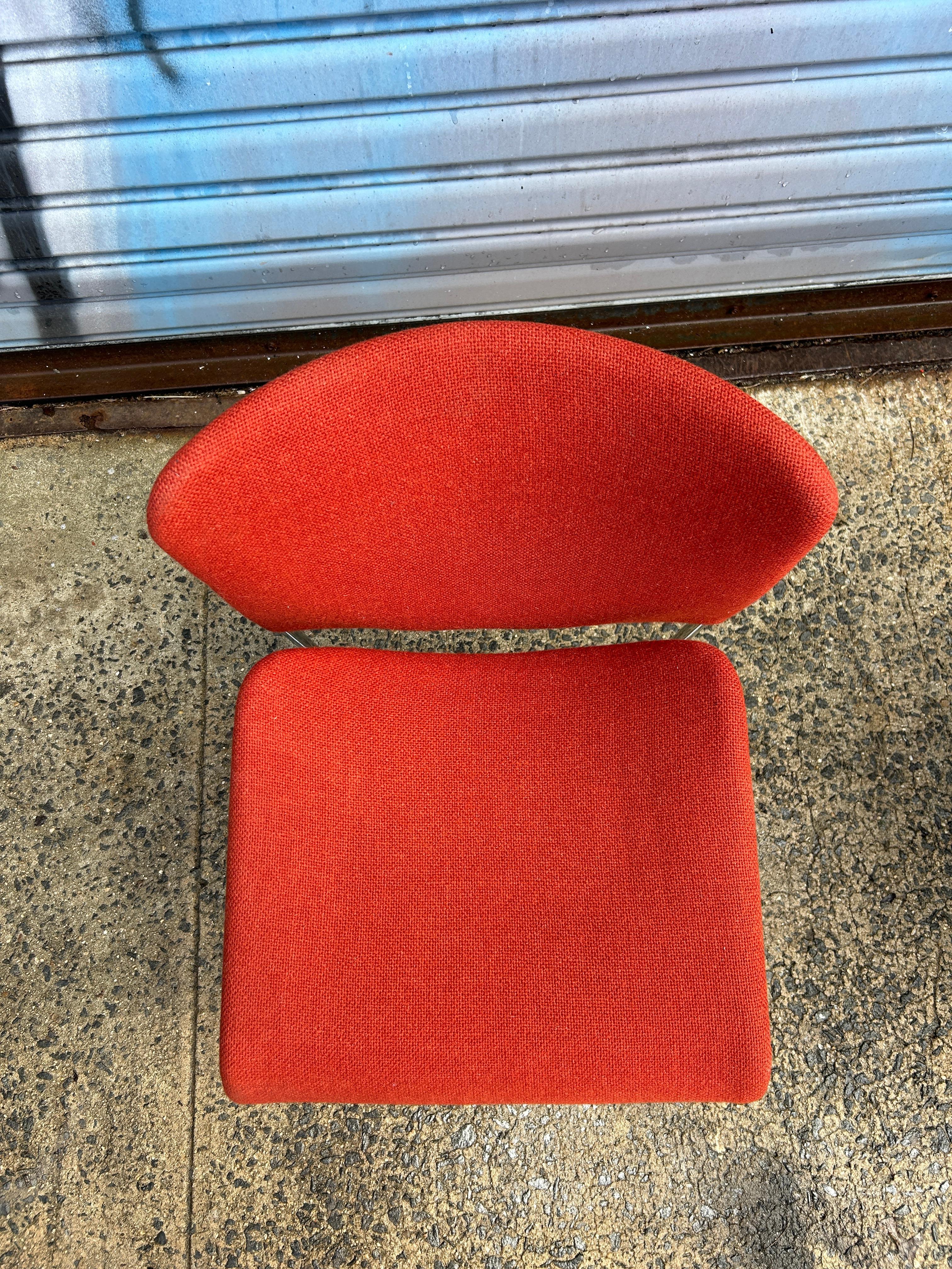 Fin du 20e siècle Rare Set (4) Ecco chrome rouge laine tissée Chaises empilables par Møre Design team en vente