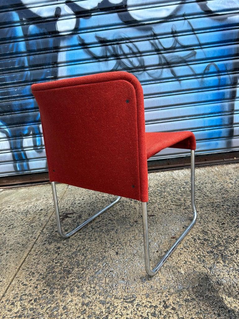 Raro Juego (4) Sillas apilables Ecco cromo rojo lana tejida de Møre Design team en venta 1