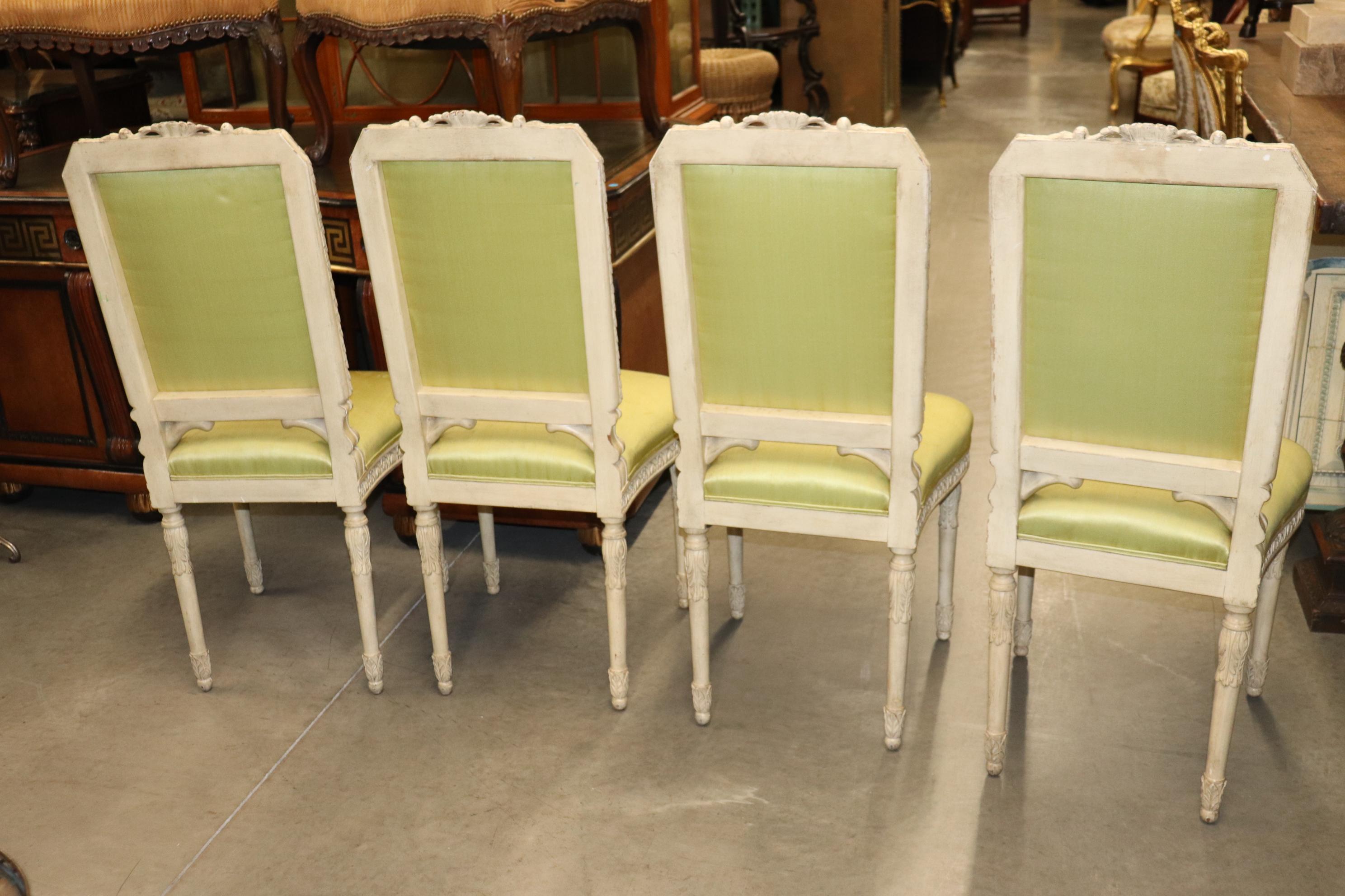 Rare Set 4 French Maison Jansen Style Louis XVI Dining Chairs, circa 1940s 6