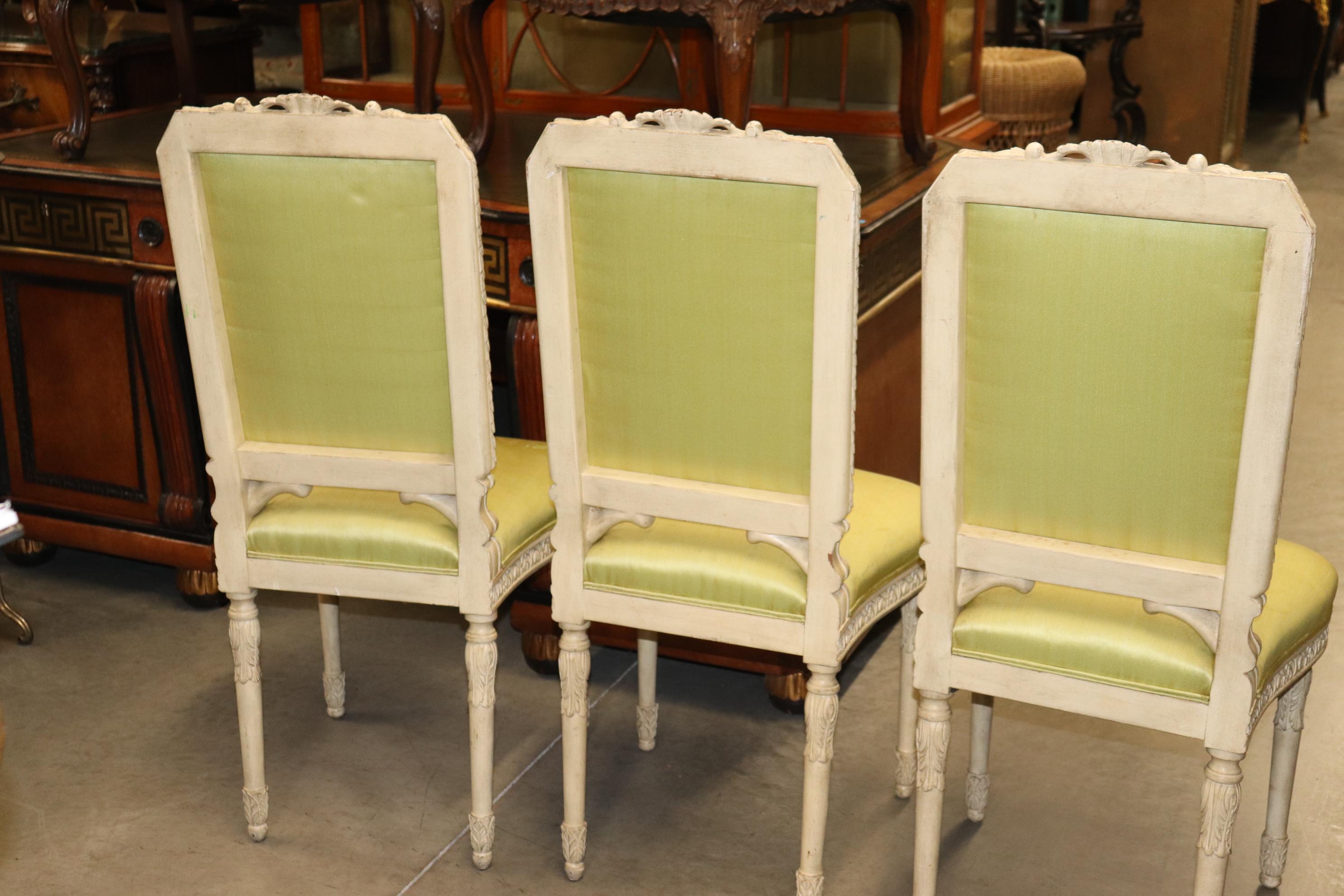 Rare Set 4 French Maison Jansen Style Louis XVI Dining Chairs, circa 1940s 7