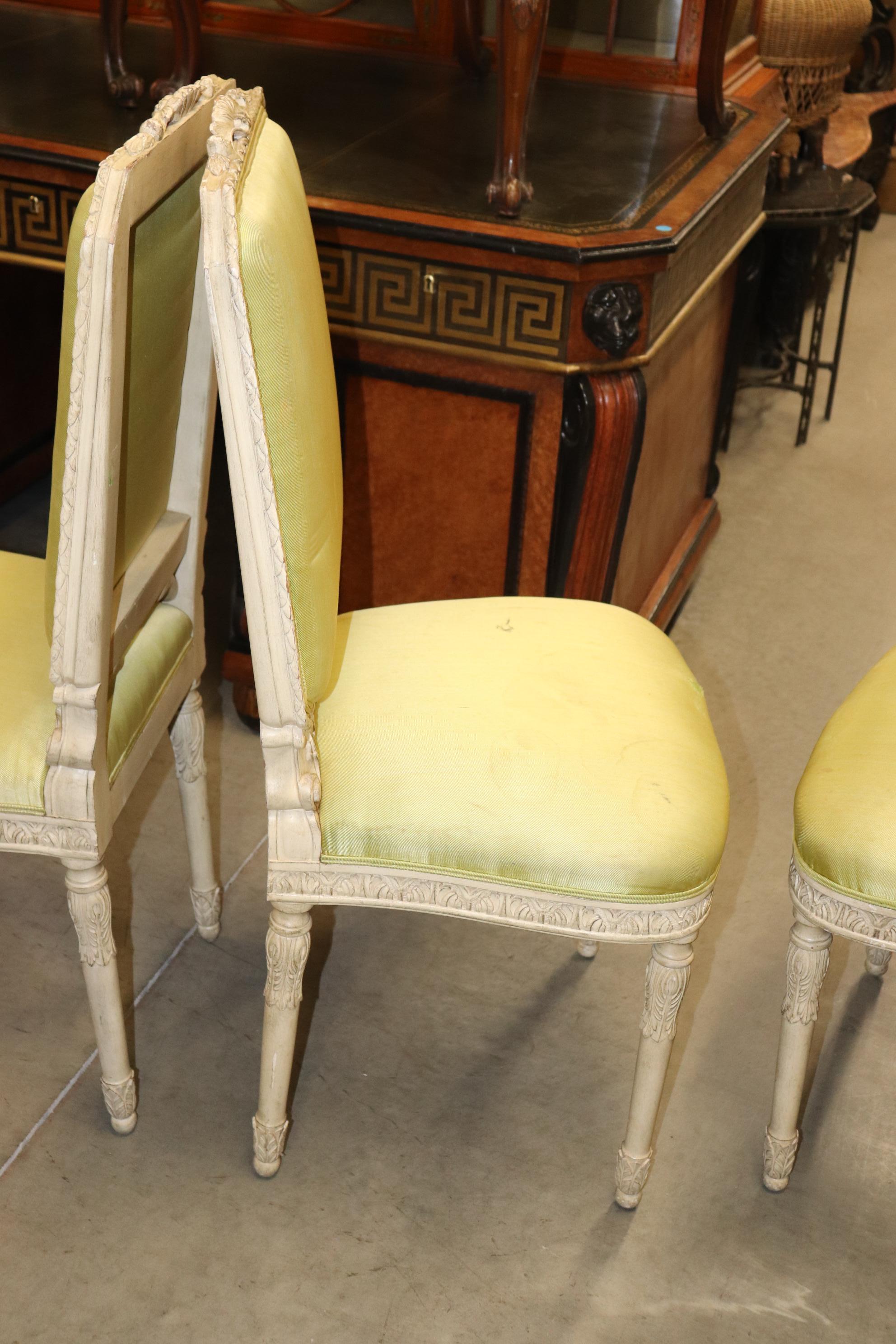 Rare Set 4 French Maison Jansen Style Louis XVI Dining Chairs, circa 1940s 11