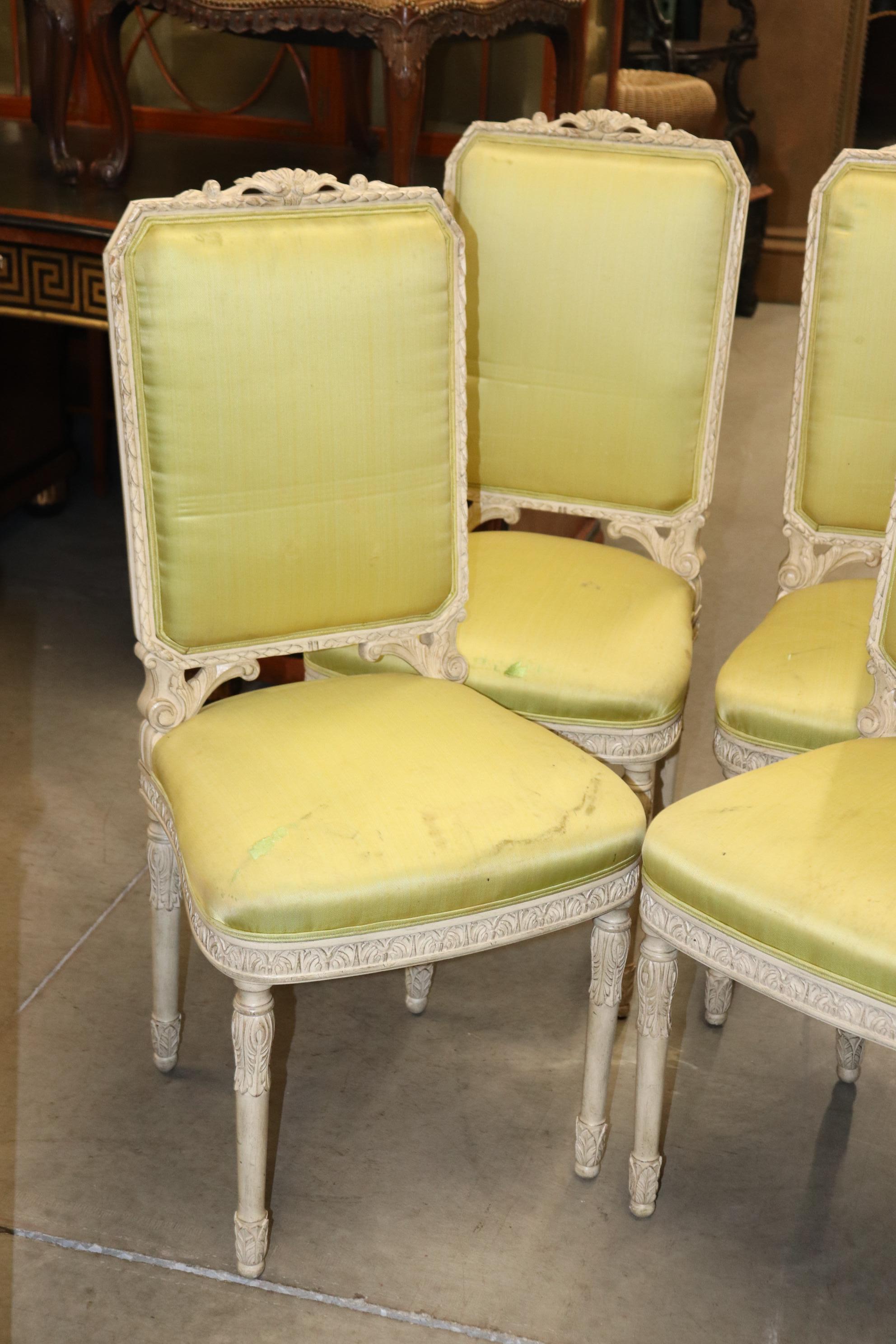 Mid-20th Century Rare Set 4 French Maison Jansen Style Louis XVI Dining Chairs, circa 1940s