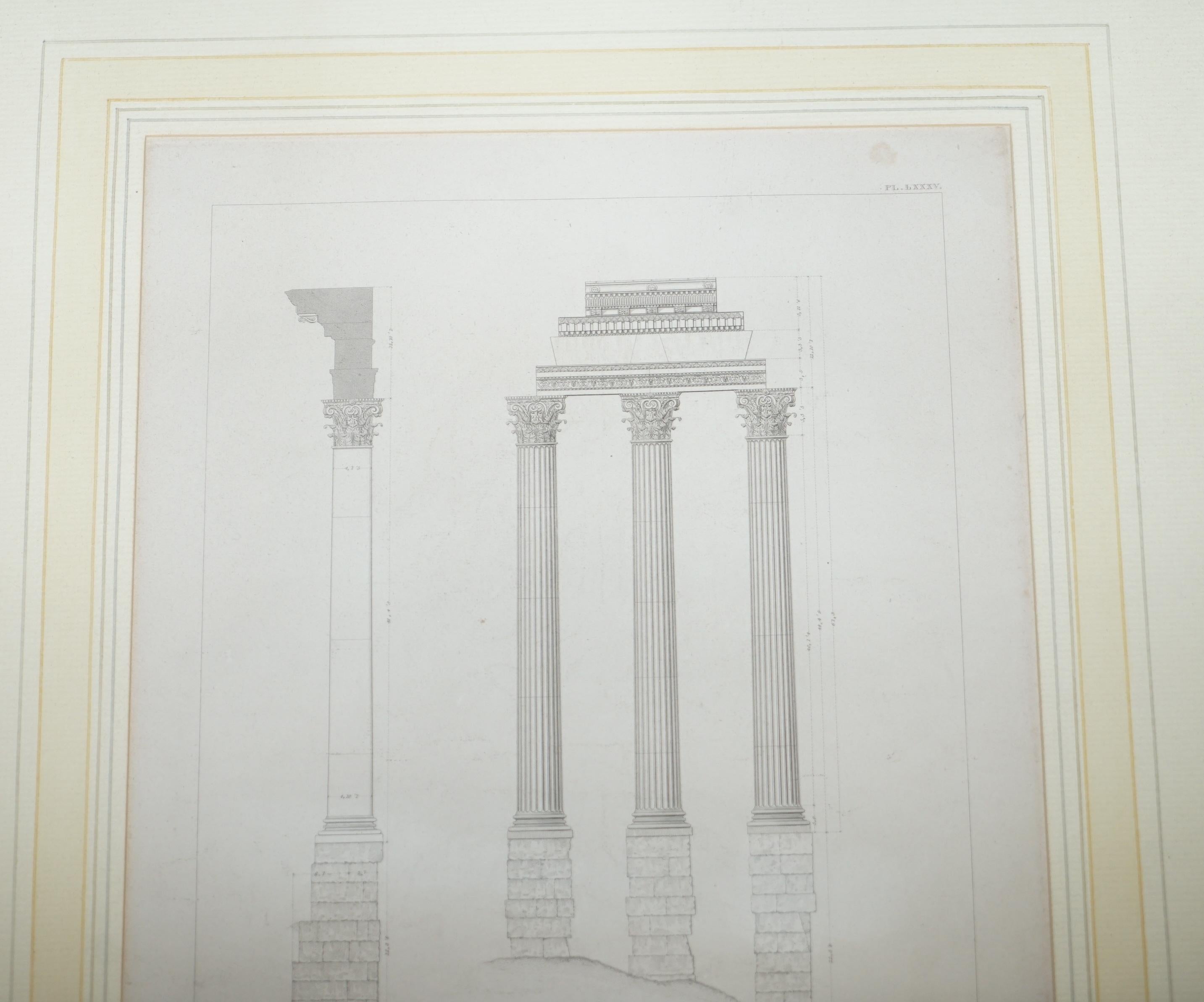 RARE SET 5 VICTORIAN GRAND TOUR ANTIQUE PRINTS TEMPLE OF JUPiTER TRAJAN COLUMN 11