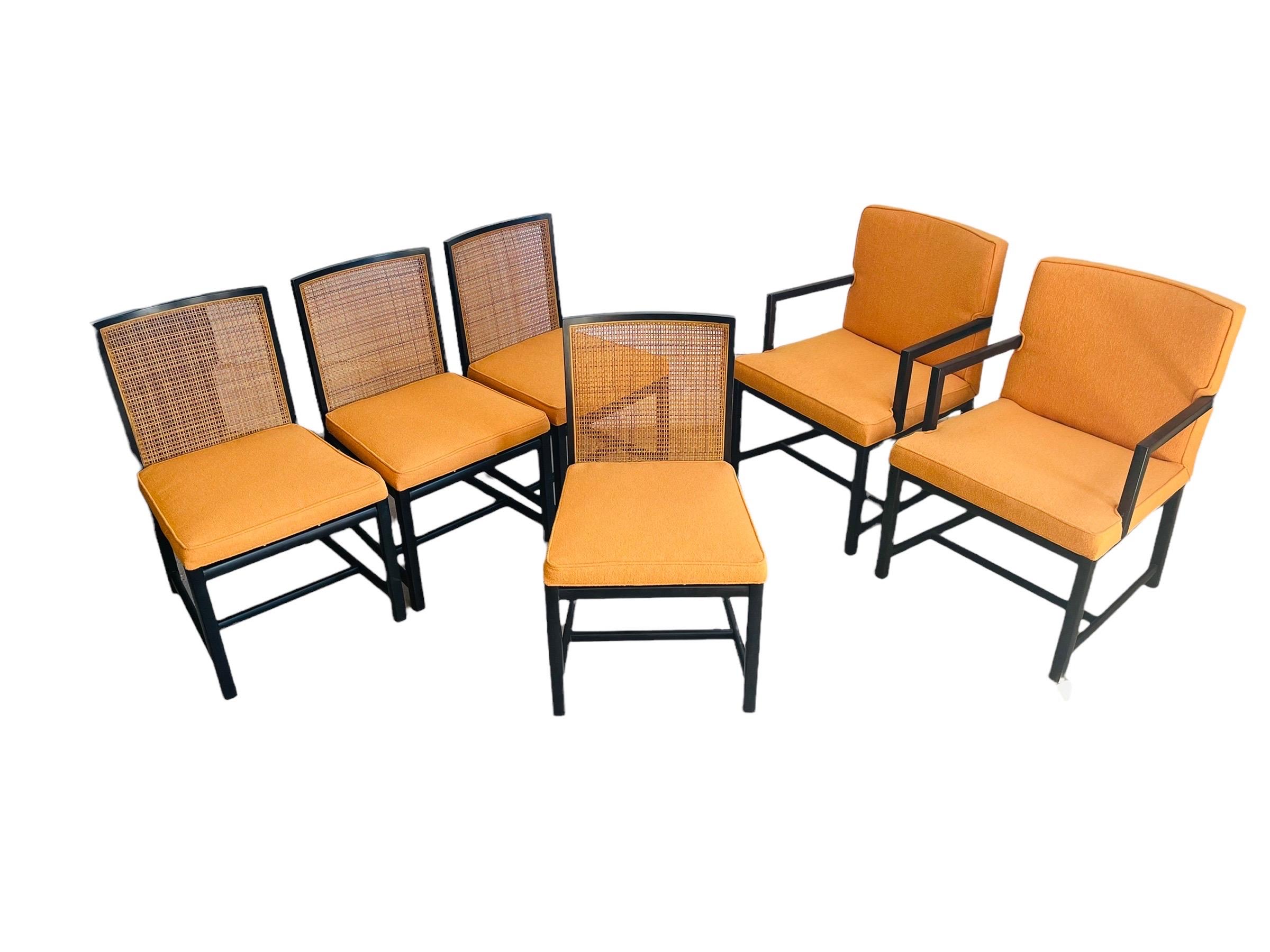 Rare Set 6 Cane Dining Chairs by Michael Taylor Circa 1960 For Sale 4