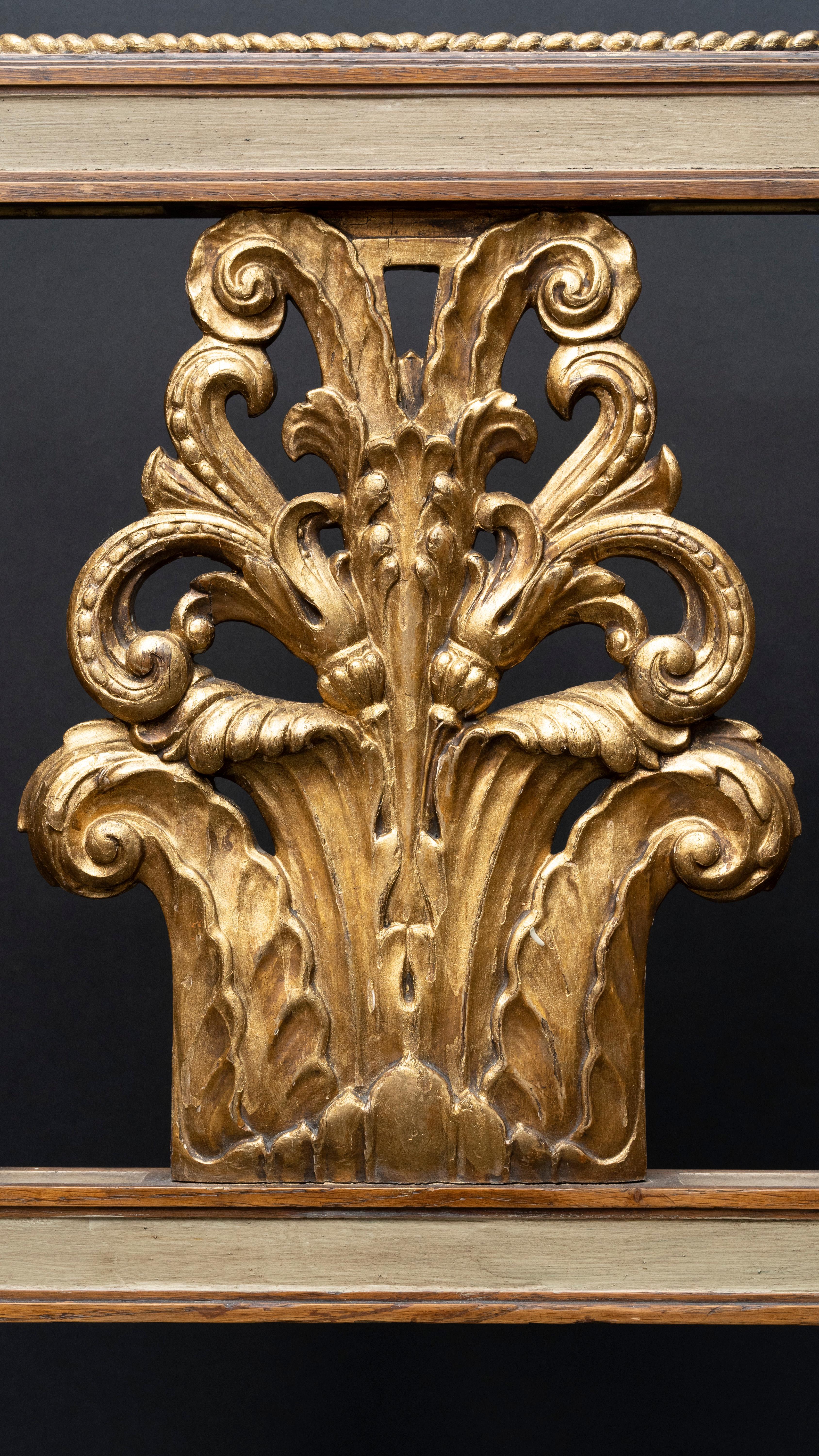 Other Rare Set 6 Oak Carved Gilt Dining Chairs C.1940 Attributed to Jansen For Sale