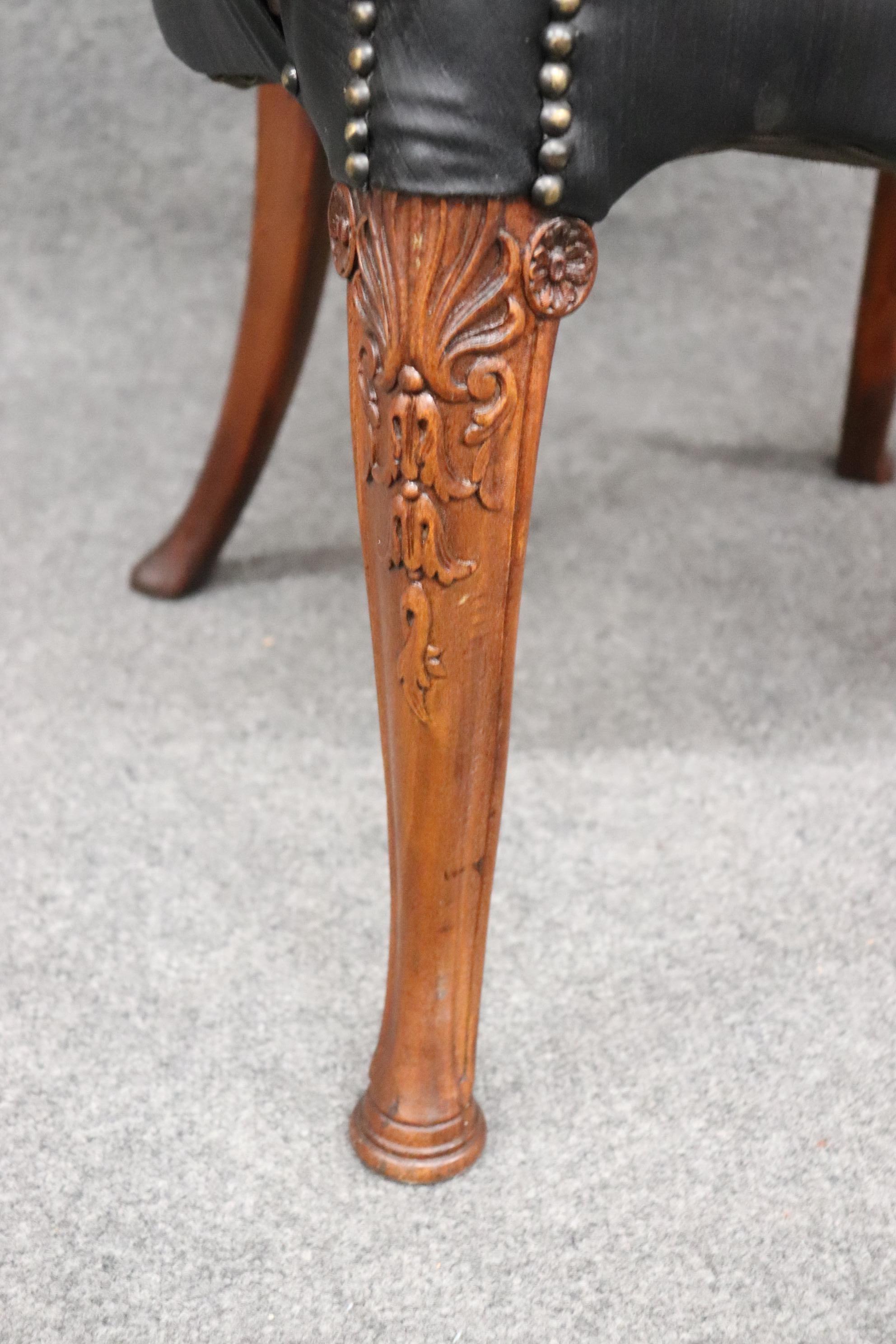 Rare Set 8 English Carved Walnut Adams Paint Decorated Dining Chairs, C1910 11
