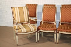 Rare Set 8 French Directoire Signed Maison Jansen Dining Chairs Circa 1940