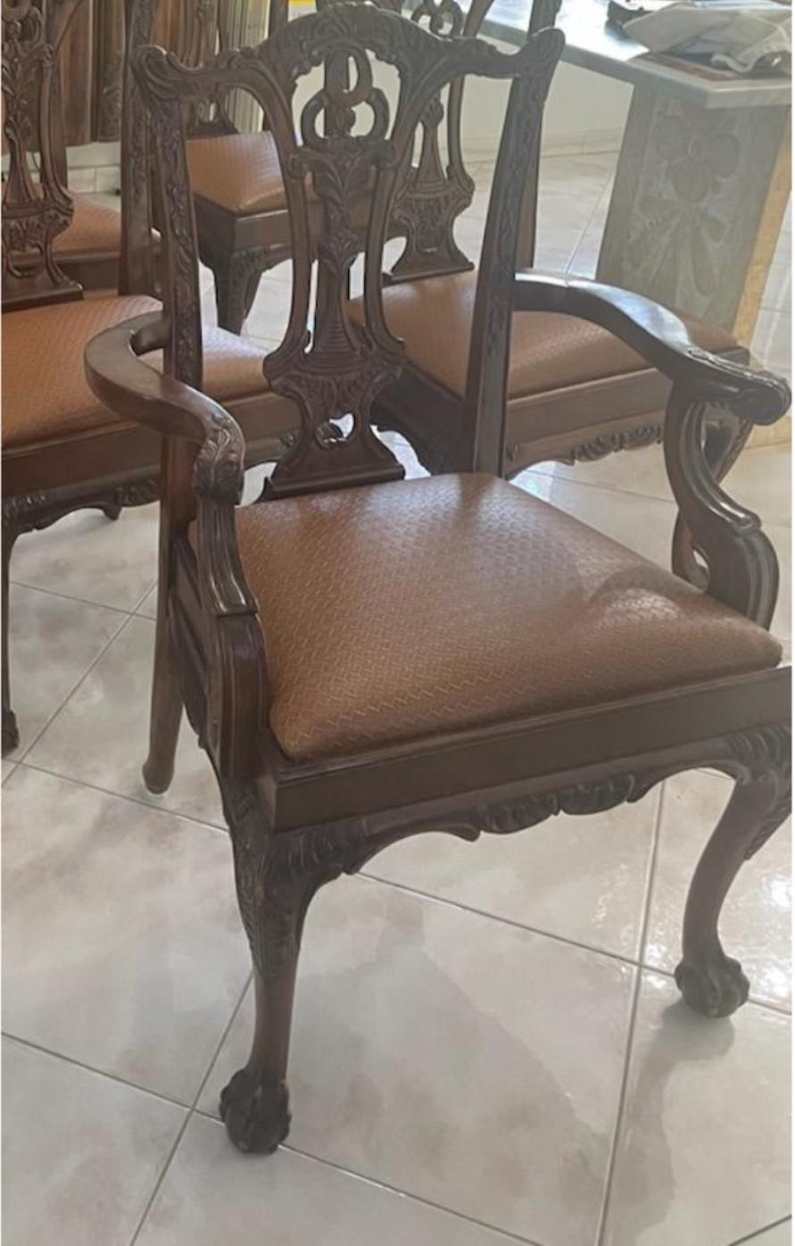 Rare ensemble de 8 importantes chaises de salle à manger en bois de mahagonie de style George III Grand Estate Unisexe en vente