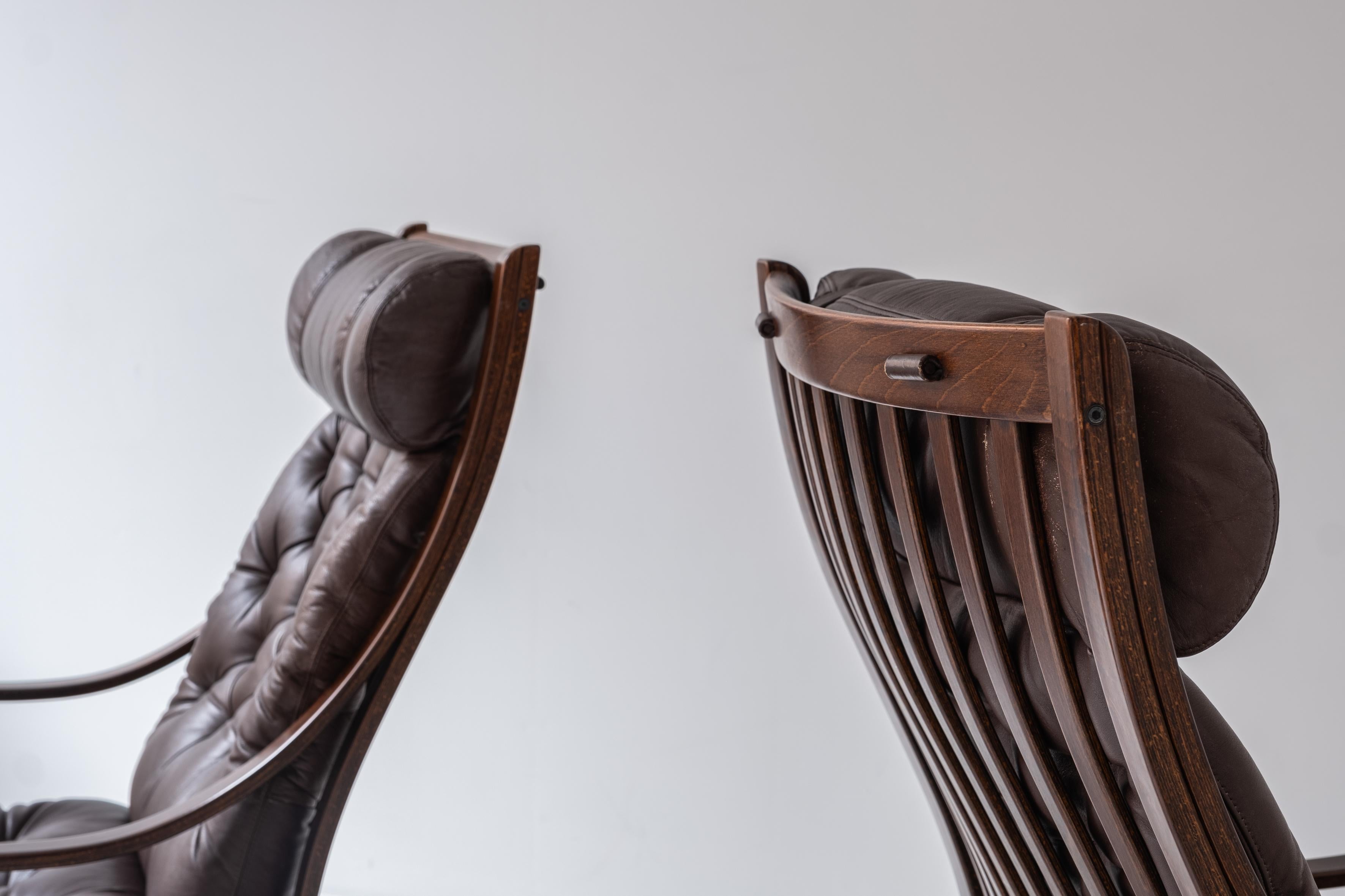 Rare ensemble de fauteuils + ottoman par Fredrik A. Kayser pour Vatne Möbler, Norvège années 1960 en vente 8