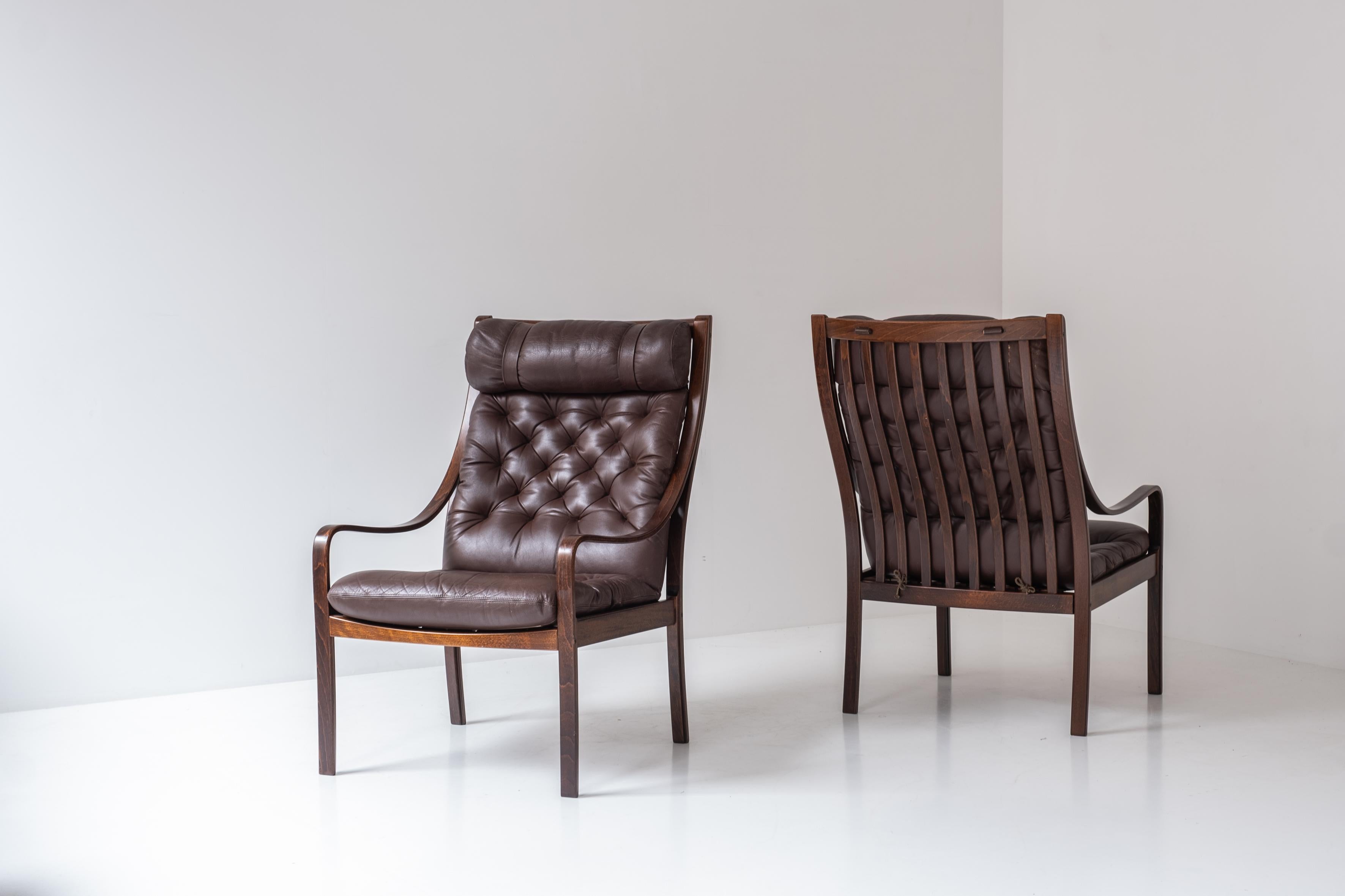 Rare set armchairs + ottoman by Fredrik A. Kayser for Vatne Möbler, Norway 1960s For Sale 12