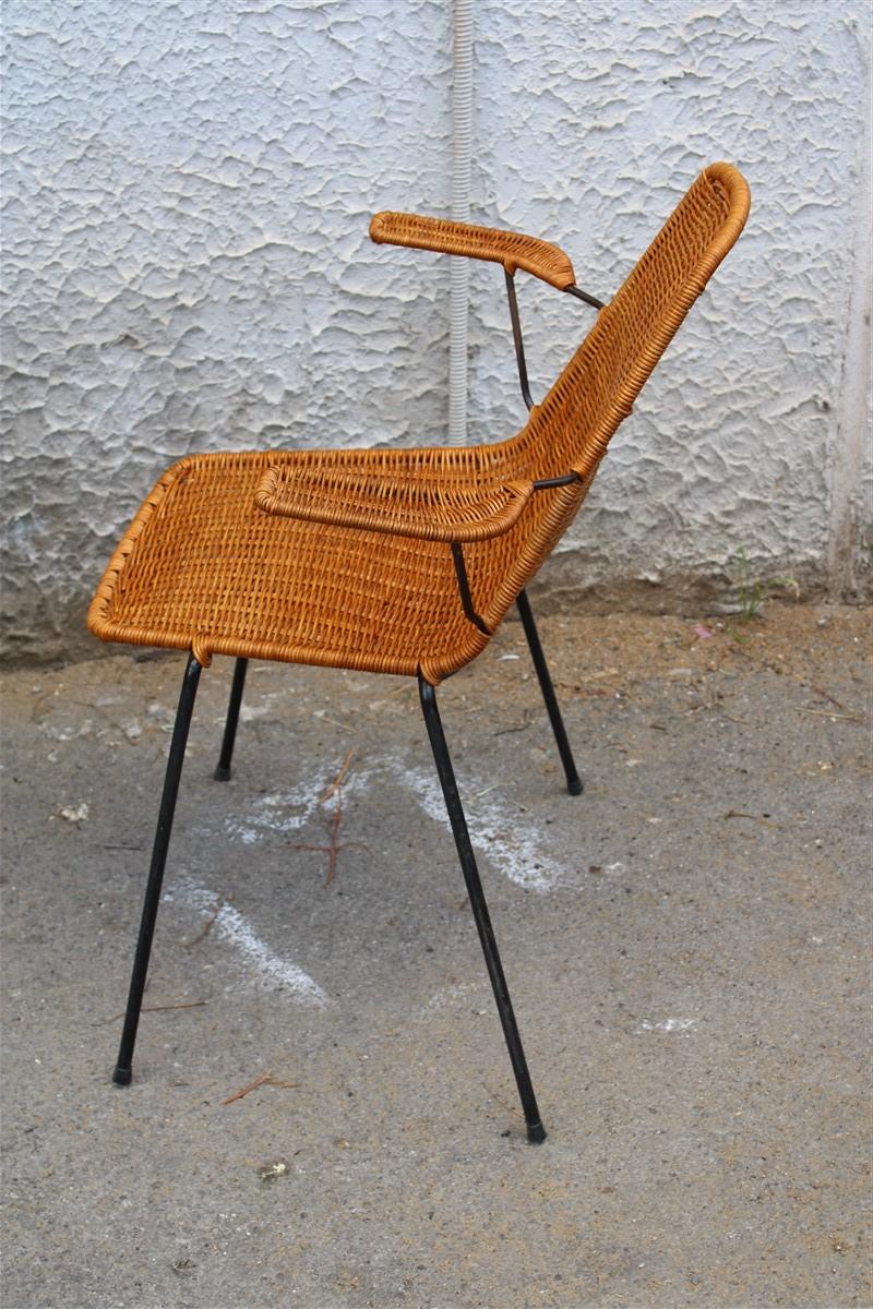 Rare Set Chairs Bamboo Italia Mid-Century Design Campo & Graffi 1950s Iron Black For Sale 10