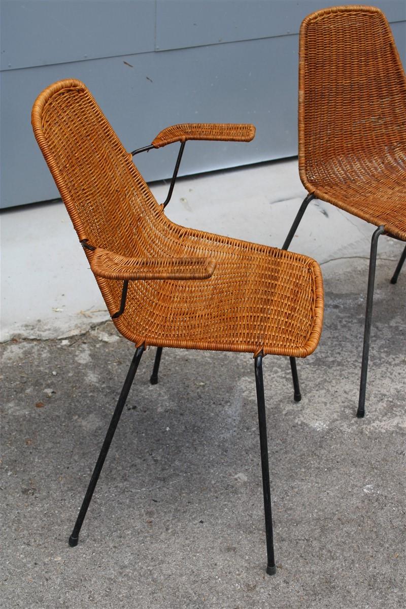 Set chairs bamboo Italia mid-century design campo & Graffi 1950s iron black.
original and elegante mid-century Italia design.
