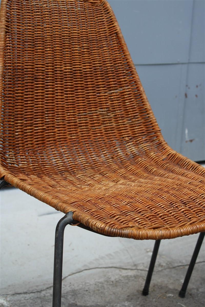 Rare Set Chairs Bamboo Italia Mid-Century Design Campo & Graffi 1950s Iron Black For Sale 1