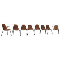 Seltener Satz Stühle Bamboo Italia Mid-Century Design Campo & Graffi 1950er Jahre Eisen Schwarz