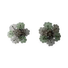 Rare Set Mid-Century Seguso  Green Murano Flowers Blown  Sconces, circa 1950