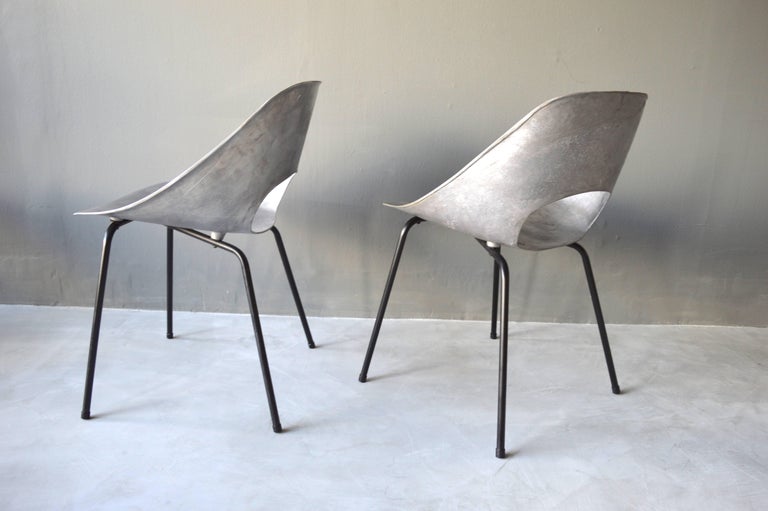 Pierre Guariche Aluminum Chairs In Good Condition For Sale In Los Angeles, CA