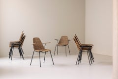 Rare set of 10 dining chairs by Gian Franco Legler, Italy 1950s.