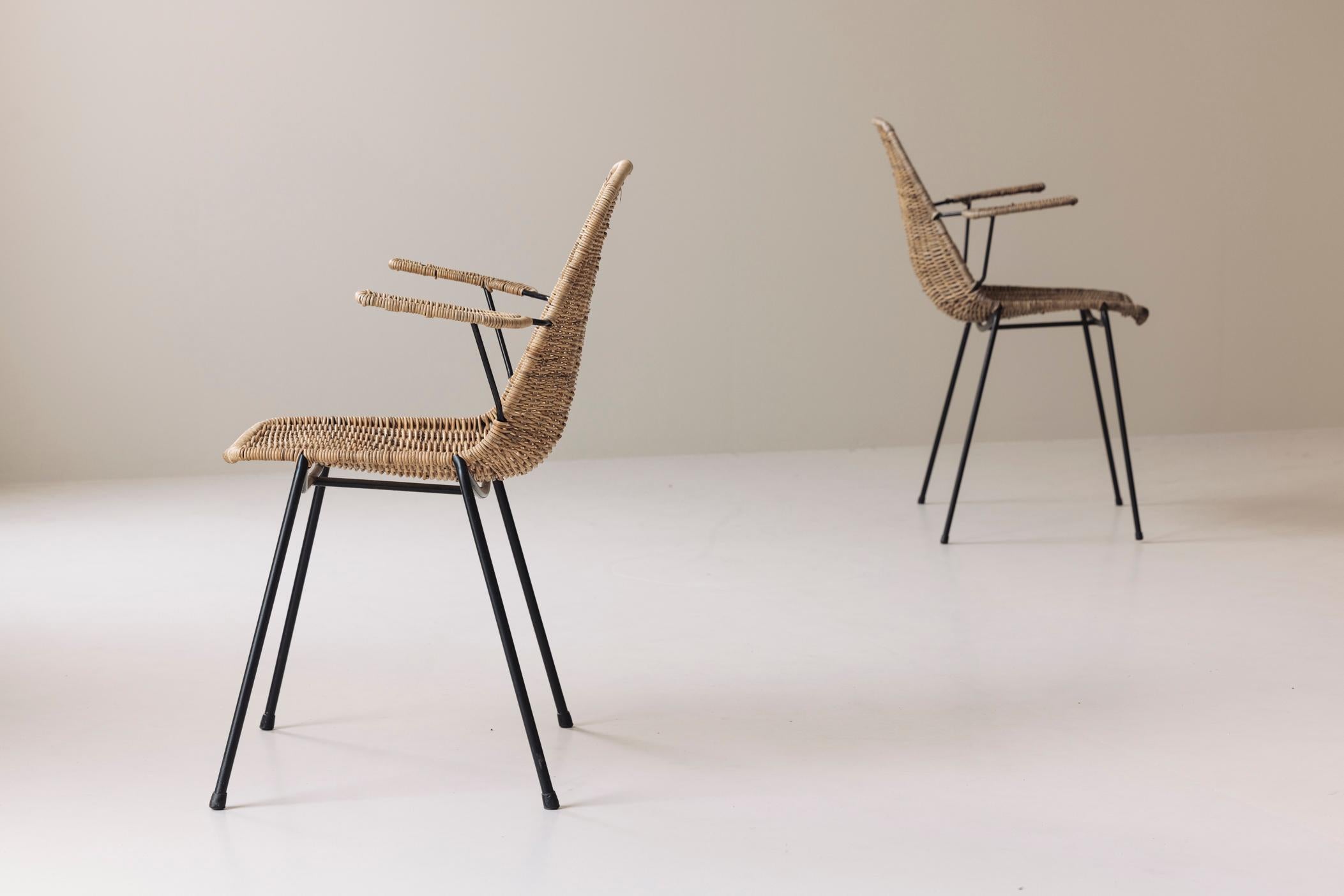 Rare set of 10 dining chairs by Gian Franco Legler, Italy 1950s. In Good Condition For Sale In Antwerp, BE