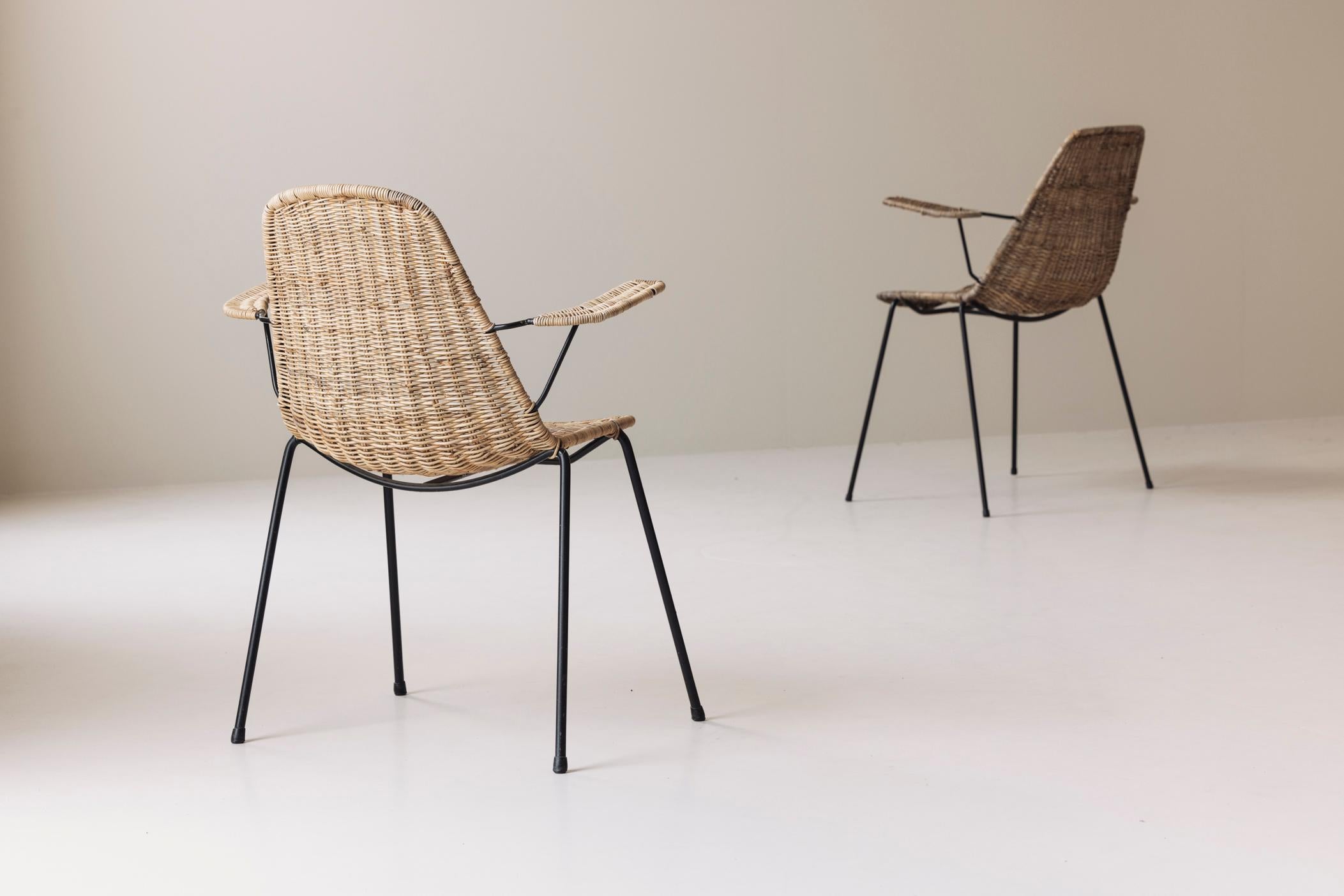 Mid-20th Century Rare set of 10 dining chairs by Gian Franco Legler, Italy 1950s. For Sale