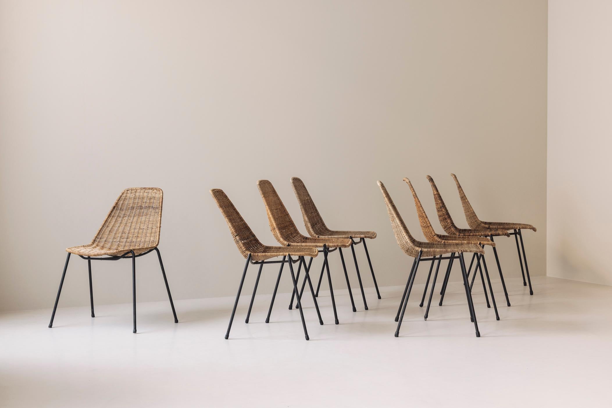 Rare set of 10 dining chairs by Gian Franco Legler, Italy 1950s. For Sale 1