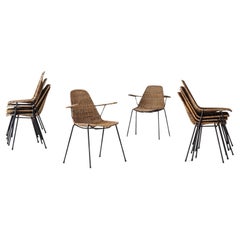 Rare set of 10 dining chairs by Gian Franco Legler, Italy 1950s.