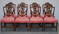 Rare Set of 10 Gillow & Co Lancaster London Sheraton Shield Back Dining Chairs