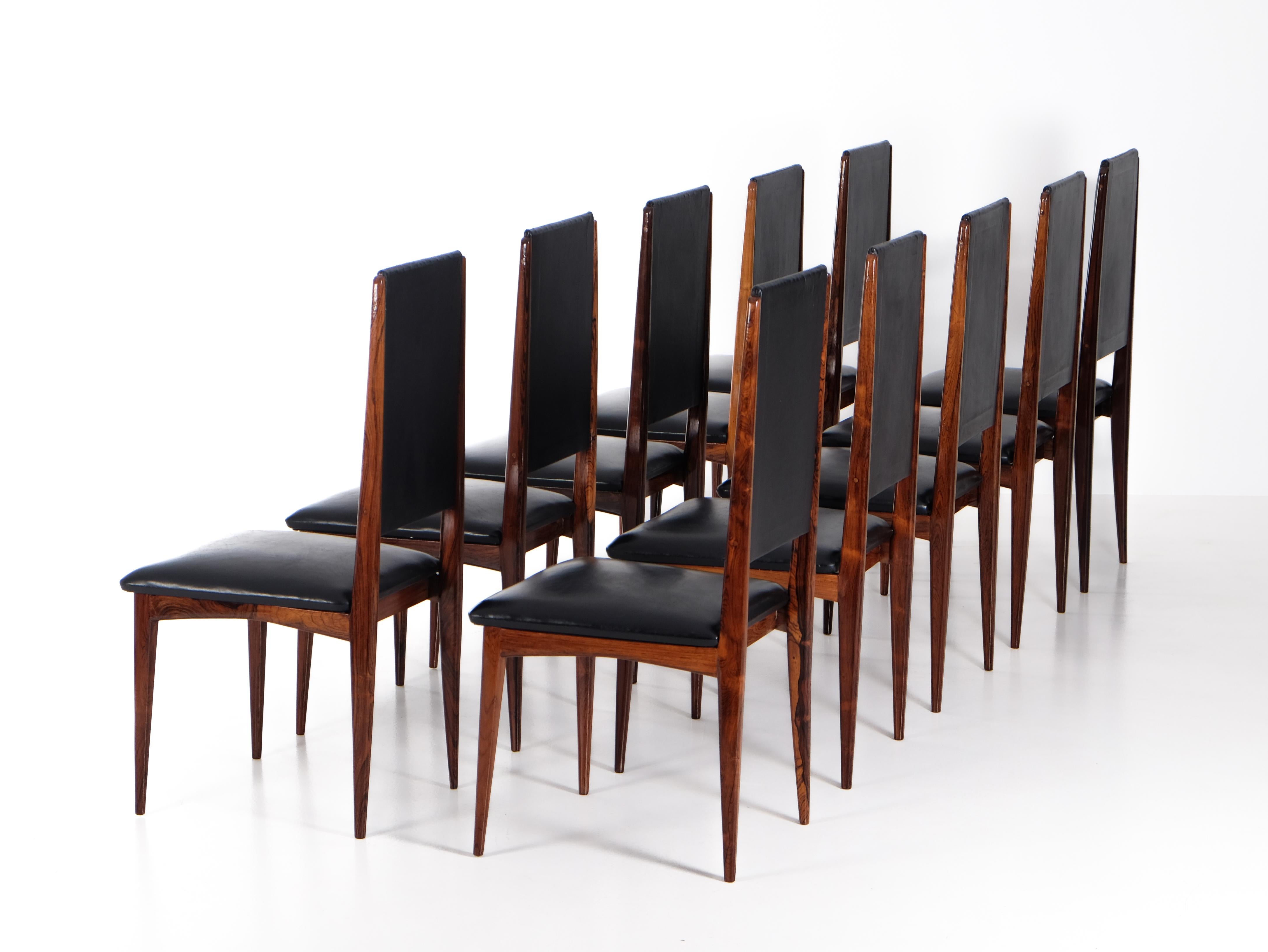 Rare set of 10 Jean Gillon dining chairs, Brazil, 1960s In Good Condition For Sale In Stockholm, SE