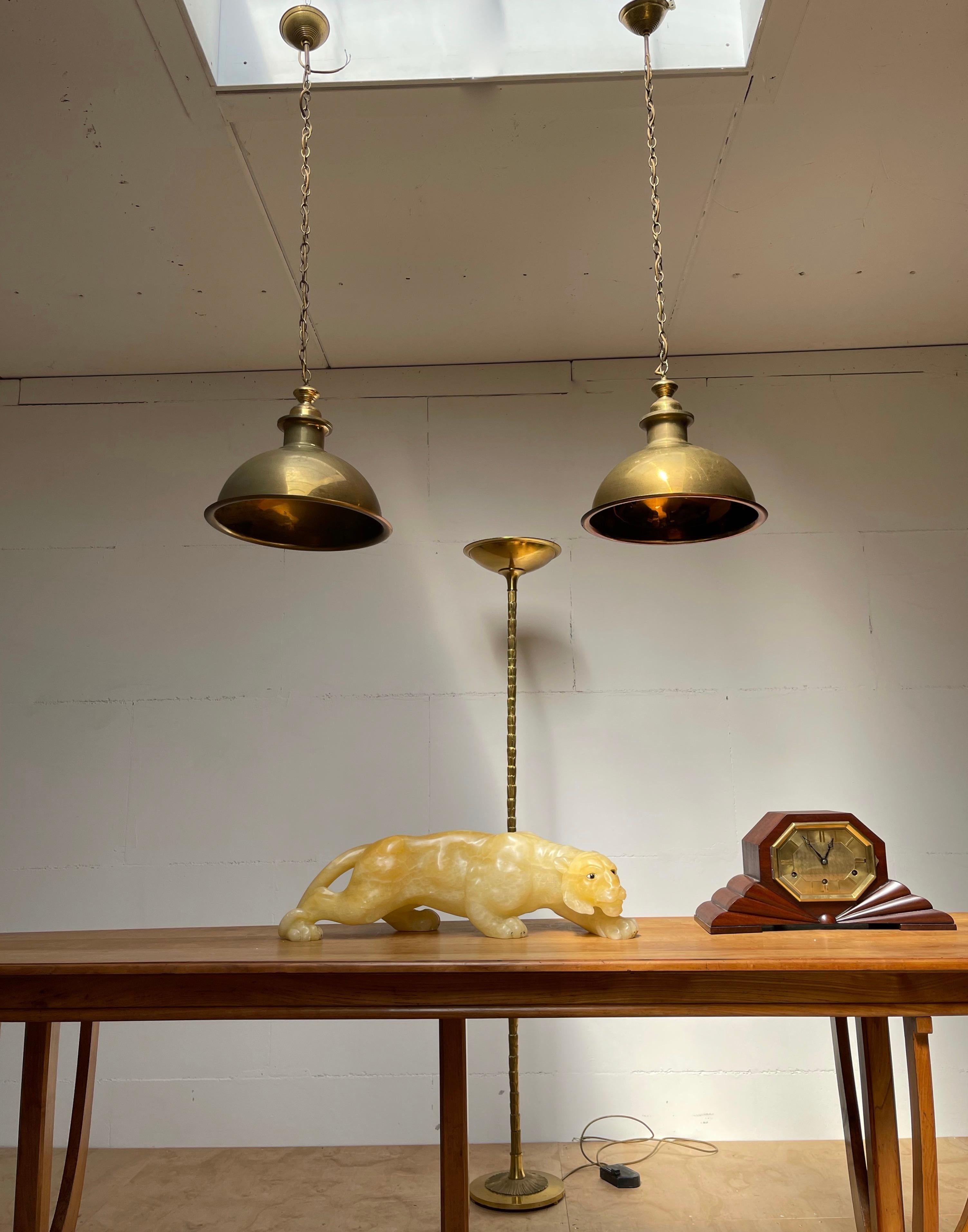 Rare Set of 10 Mid-Century Modern Brass Kitchen, Bar / Restaurant Pendant Lights For Sale 9