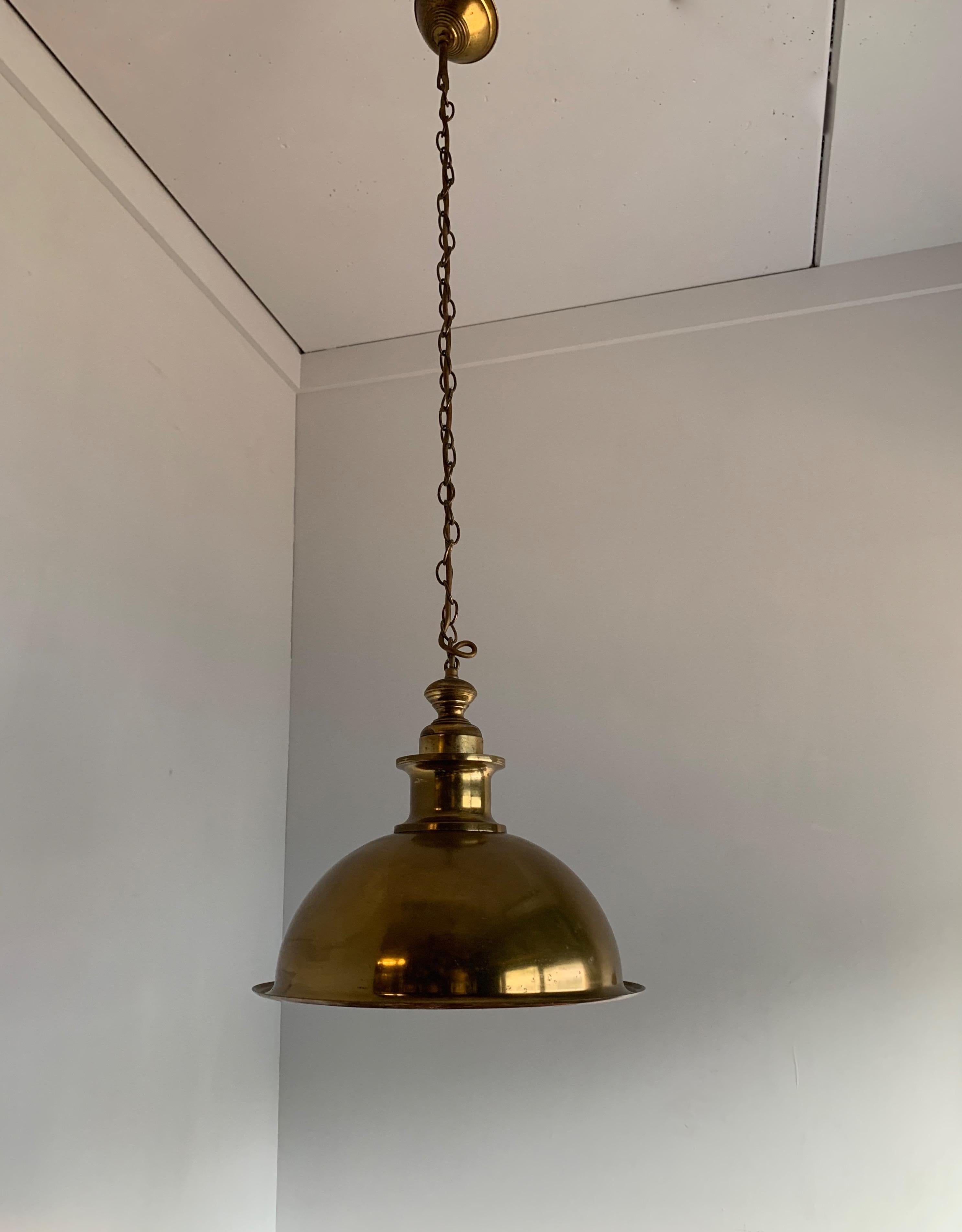 20th Century Rare Set of 10 Mid-Century Modern Brass Kitchen, Bar / Restaurant Pendant Lights For Sale